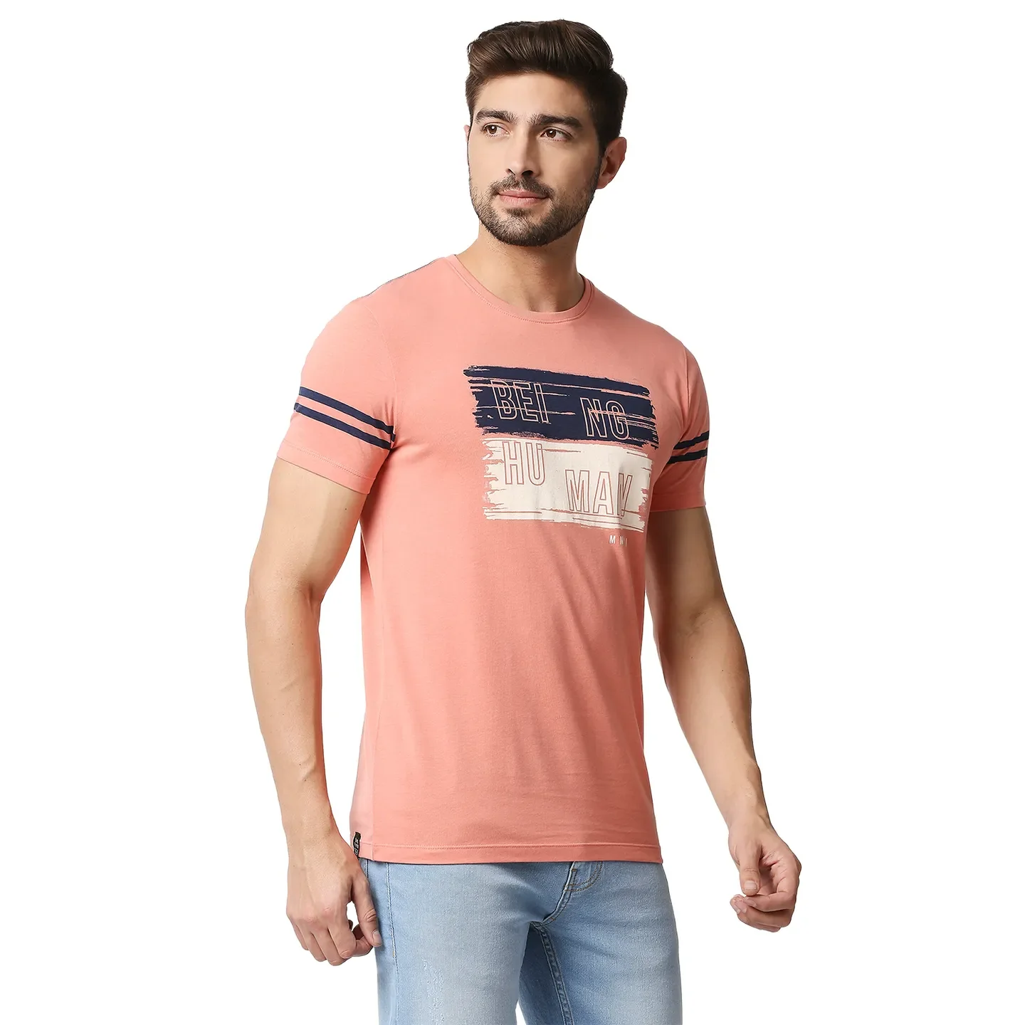 Pink Regular Fit Men's Short Sleeves T-Shirt by Being Human Clothing - Image 3