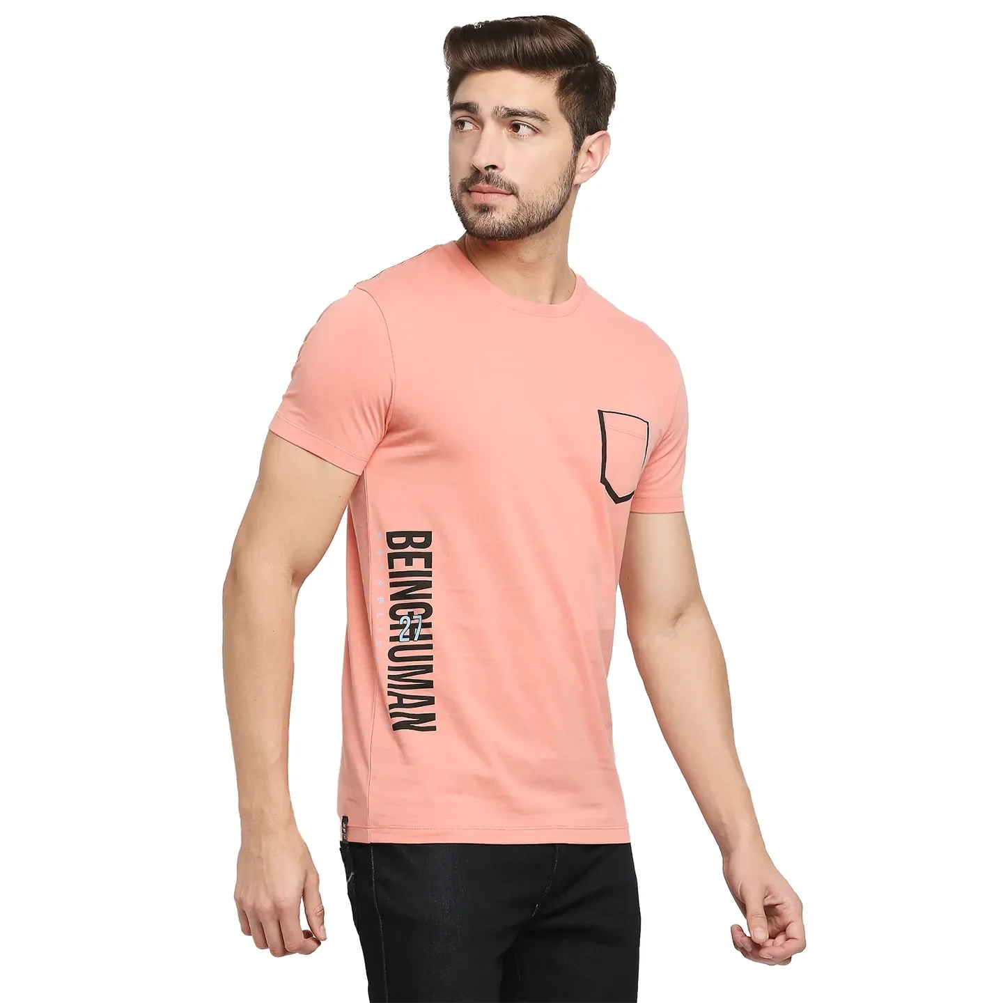 Pink Regular Fit Men's Short Sleeves T-Shirt by Being Human Clothing - Image 3