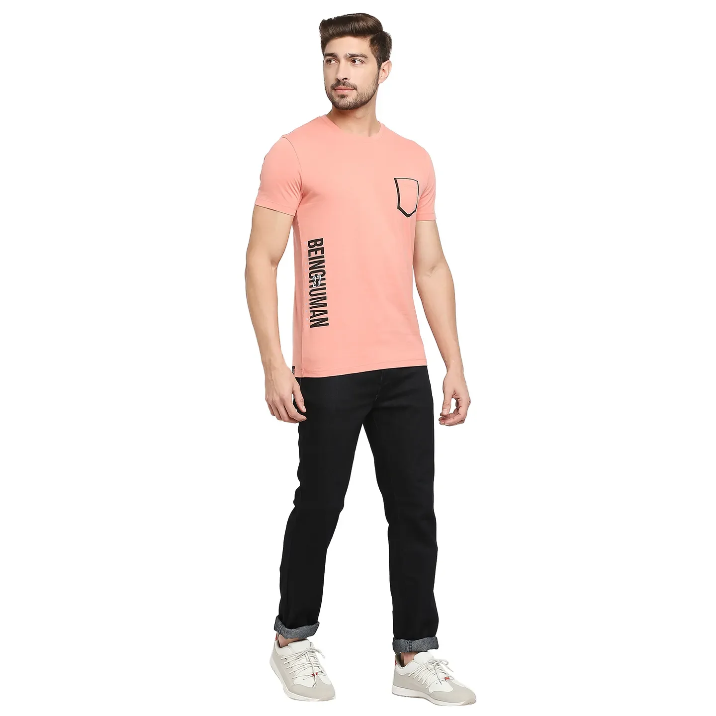 Pink Regular Fit Men's Short Sleeves T-Shirt by Being Human Clothing - Image 6