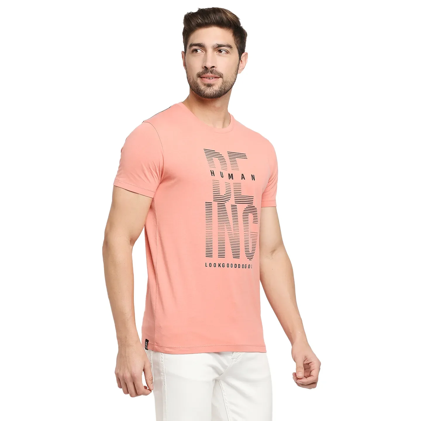 Pink Regular Fit Men's Short Sleeves T-Shirt by Being Human Clothing - Image 3