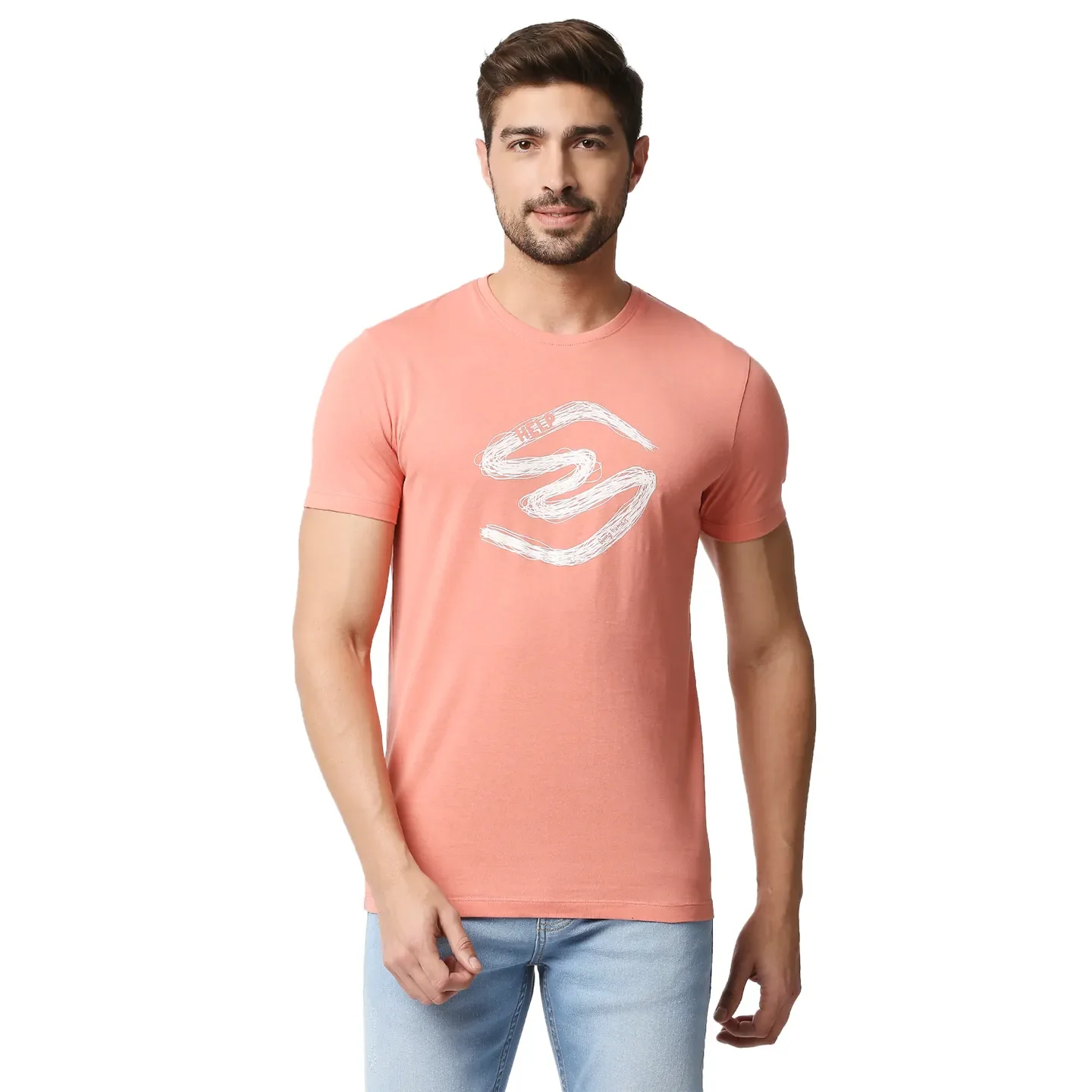 Pink Regular Fit Men's Short Sleeves T-Shirt by Being Human Clothing