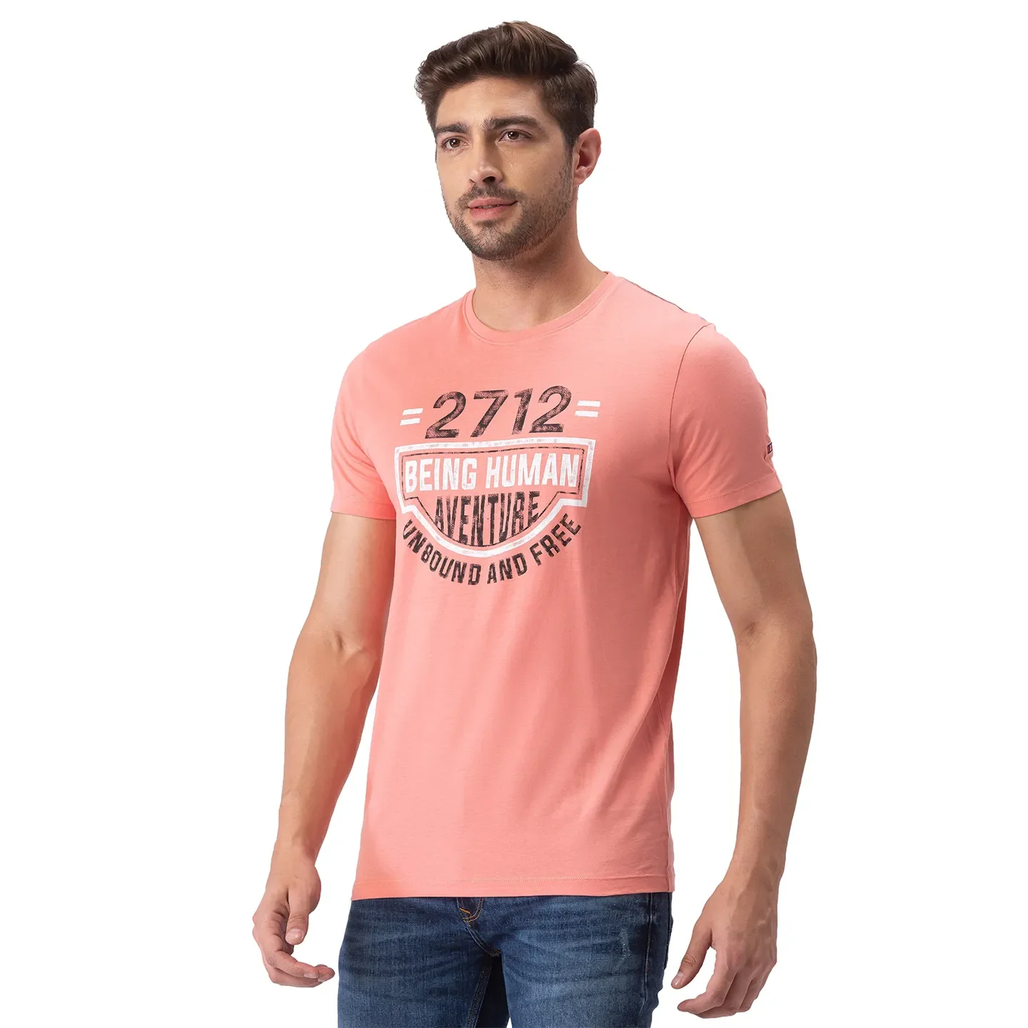 Pink Regular Fit Men's Short Sleeves T-Shirt by Being Human Clothing - Image 2