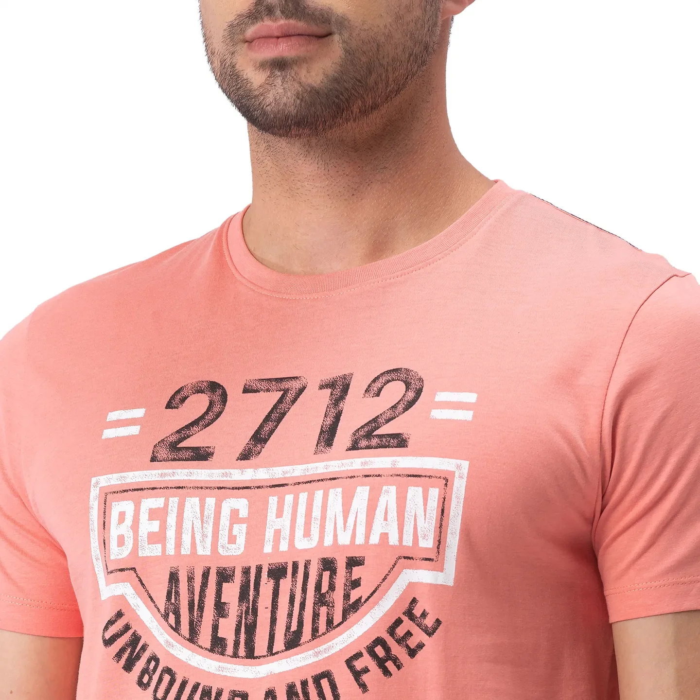 Pink Regular Fit Men's Short Sleeves T-Shirt by Being Human Clothing - Image 4