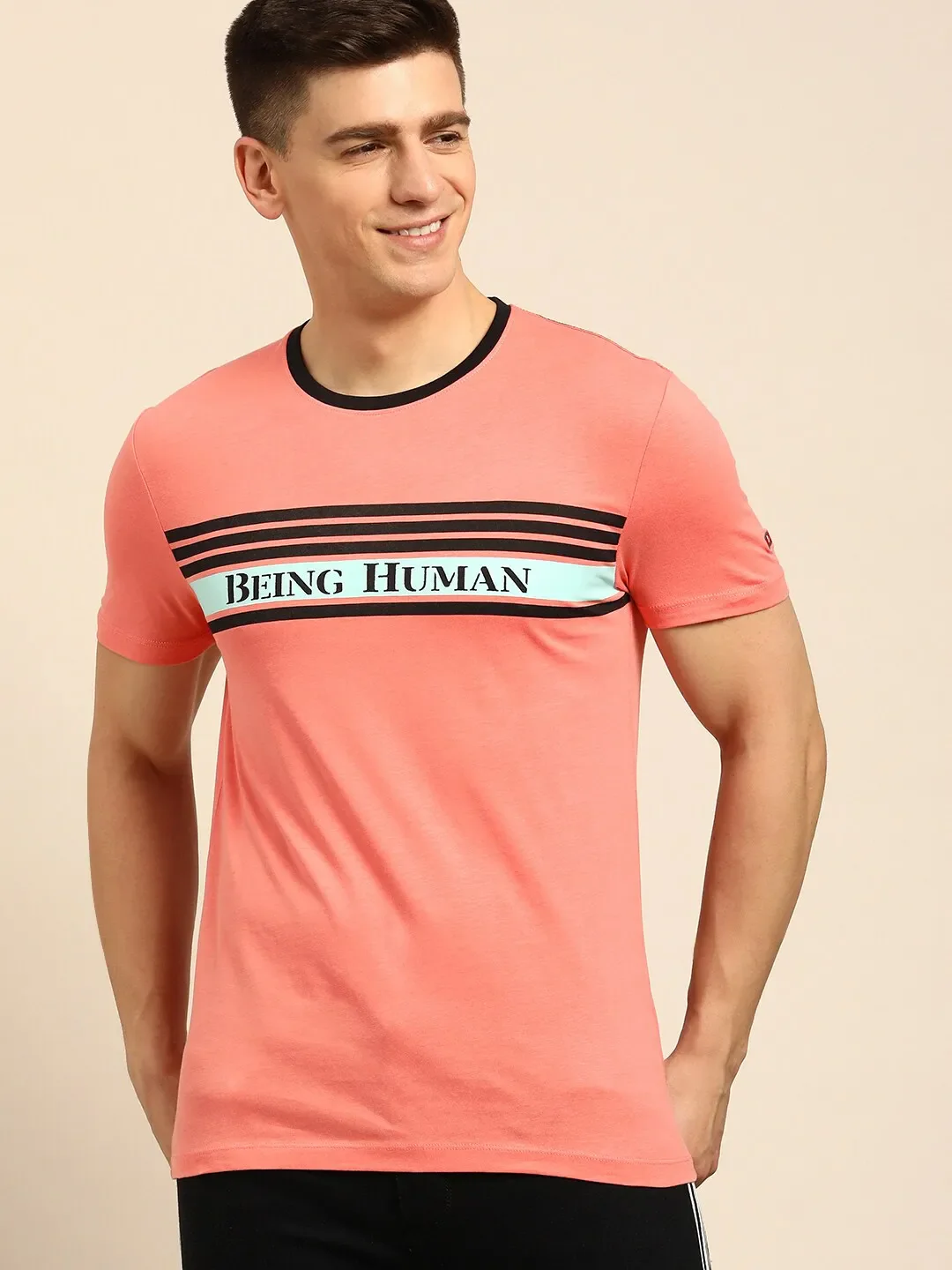 Orange Regular Fit Men's Short Sleeves T-Shirt by Being Human Clothing