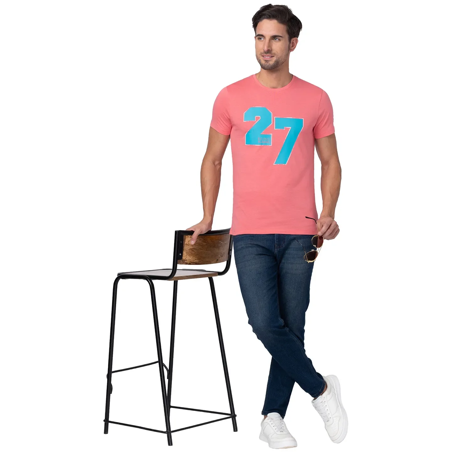 Coral Regular Fit Round Neck Men's T-Shirt by Being Human Clothing - Image 6