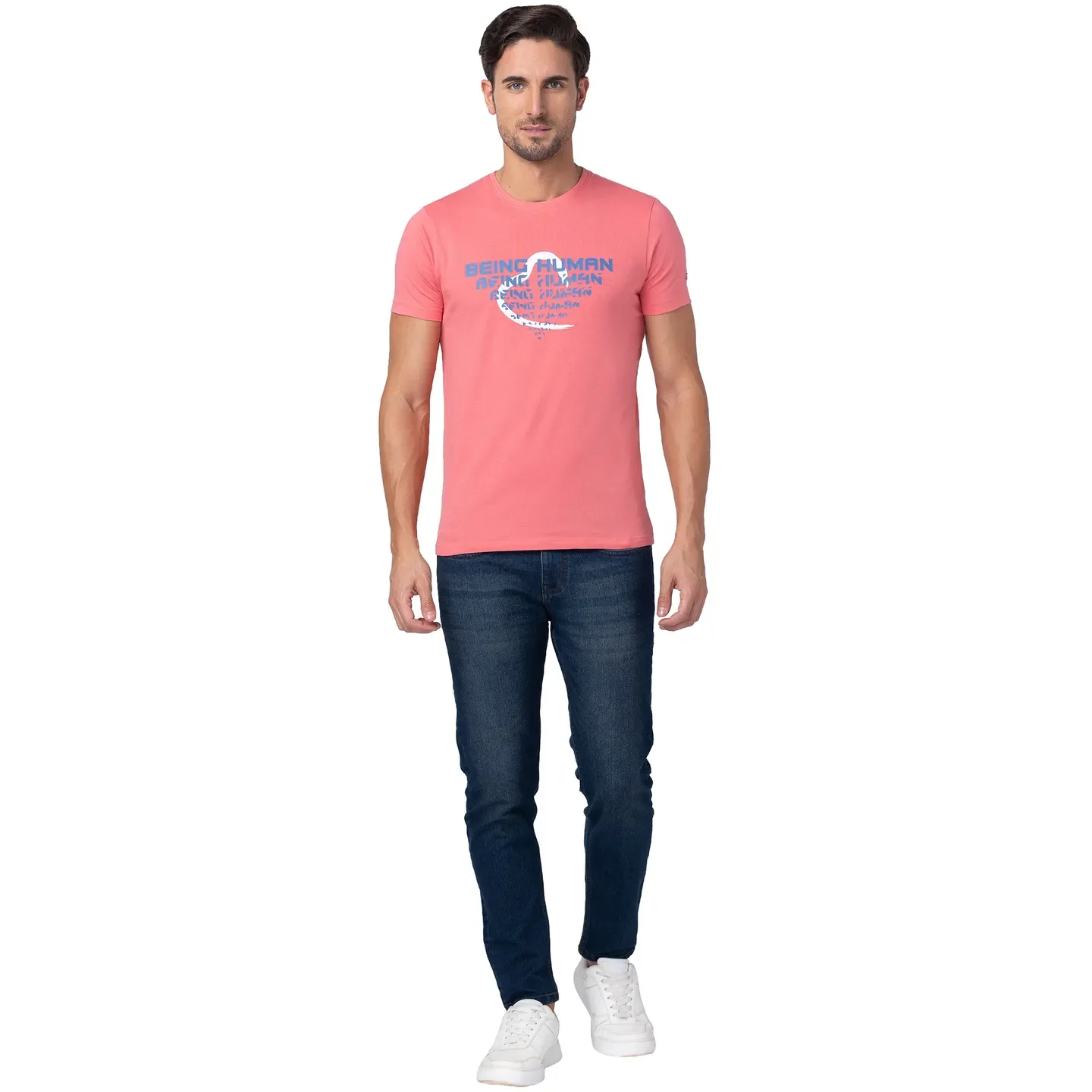 Pink Regular Fit Men's Short Sleeves T-Shirt by Being Human Clothing - Image 2