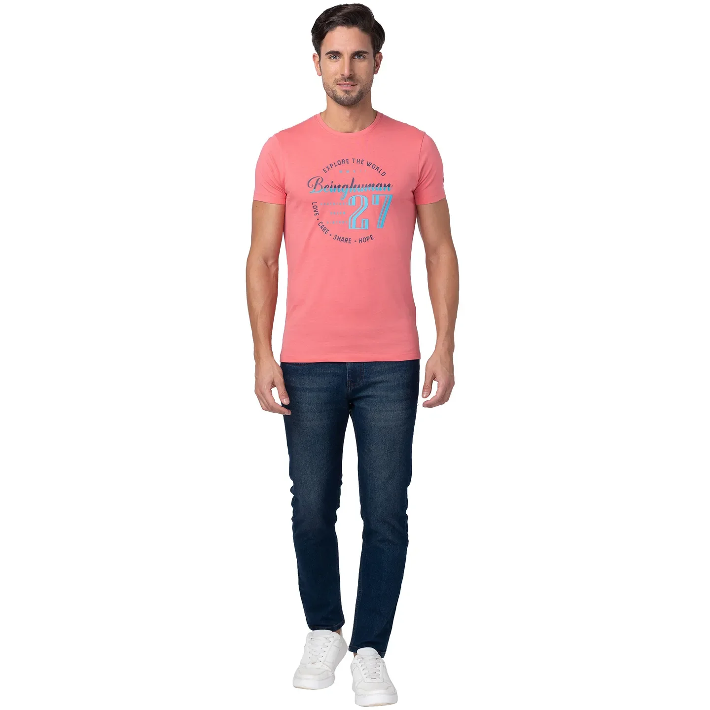 Pink Regular Fit Men's Short Sleeves T-Shirt by Being Human Clothing - Image 2