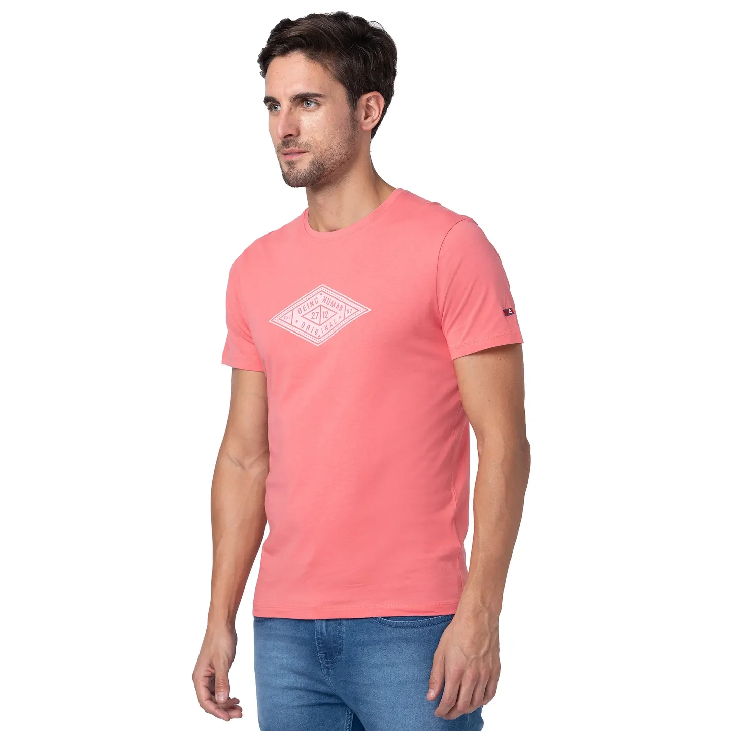 Pink Regular Fit Men's Short Sleeves T-Shirt by Being Human Clothing - Image 4