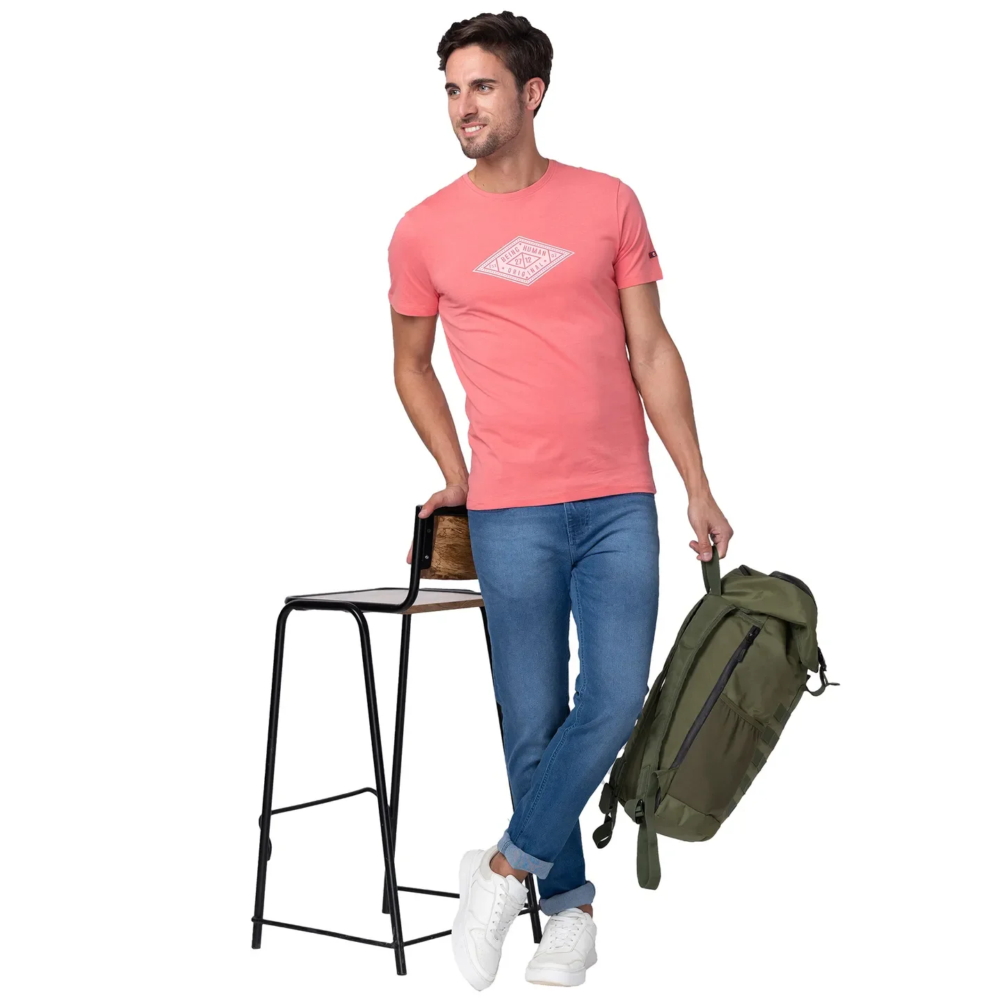 Pink Regular Fit Men's Short Sleeves T-Shirt by Being Human Clothing - Image 6