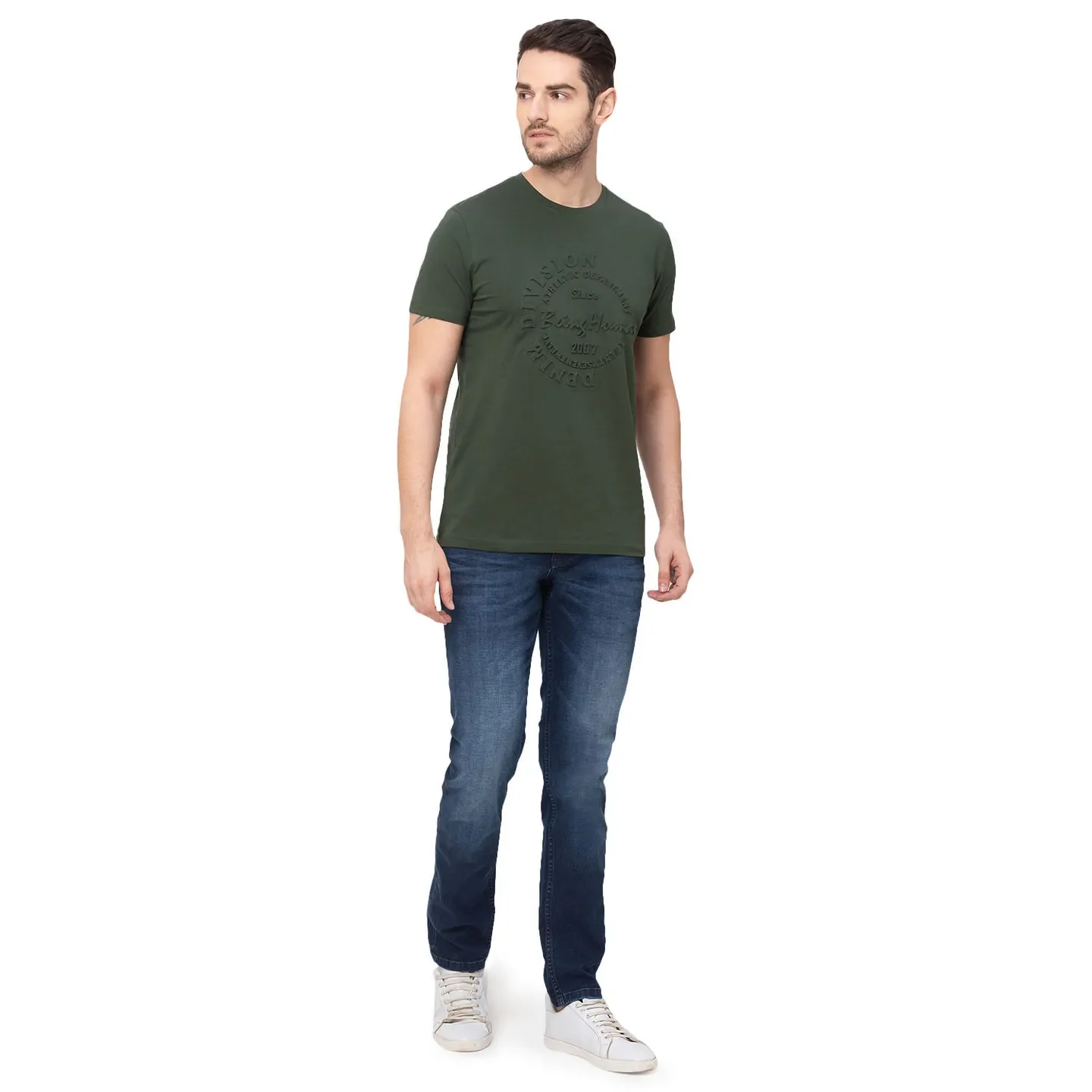 Green Regular Fit Men's Short Sleeves T-Shirt by Being Human Clothing - Image 5