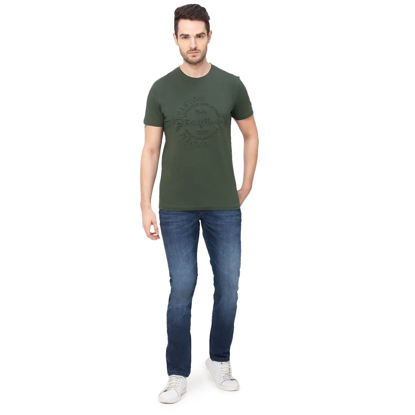 Green Regular Fit Men's Short Sleeves T-Shirt by Being Human Clothing - Image 6