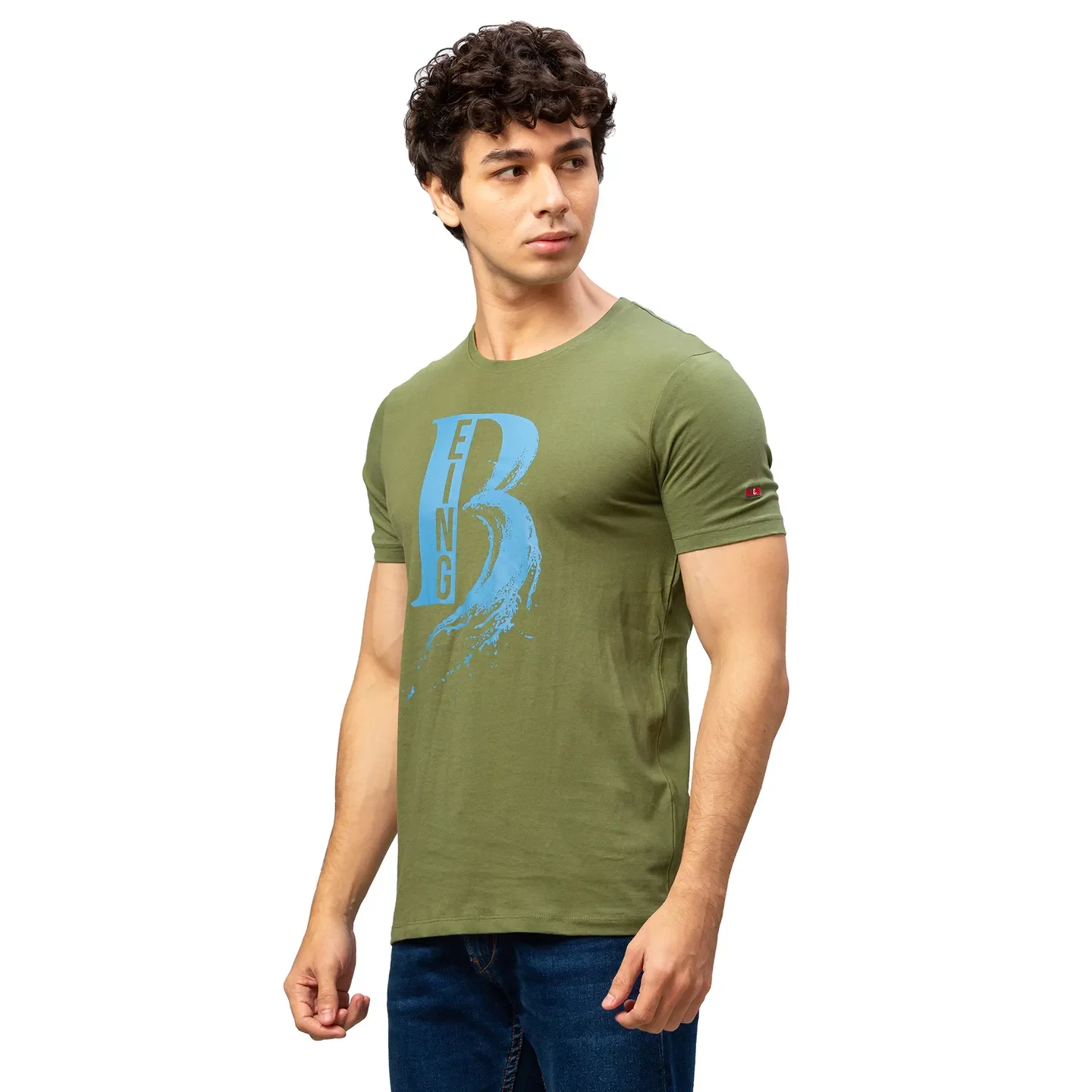 Green Regular Fit Men's Short Sleeves T-Shirt by Being Human Clothing - Image 4