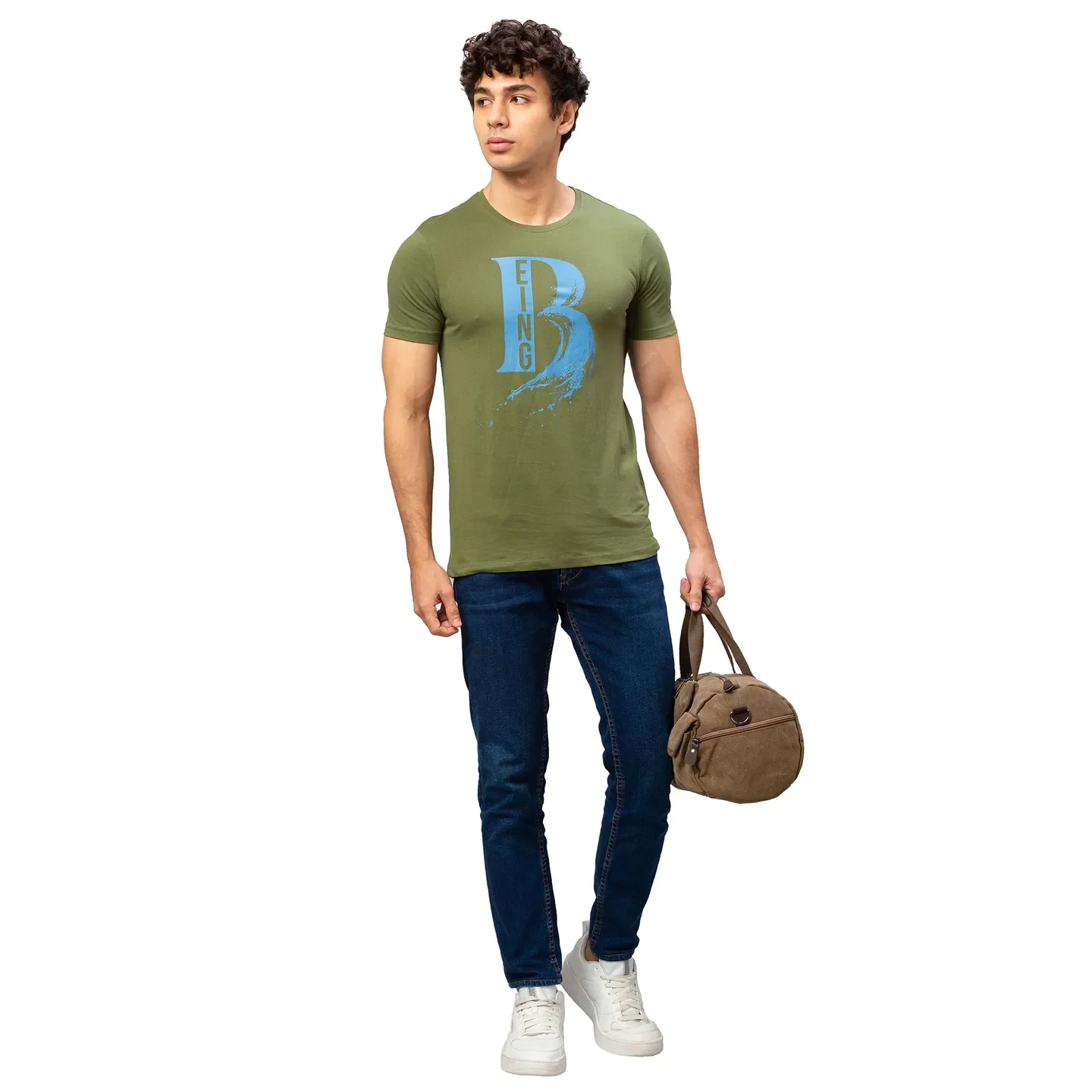 Green Regular Fit Men's Short Sleeves T-Shirt by Being Human Clothing - Image 2