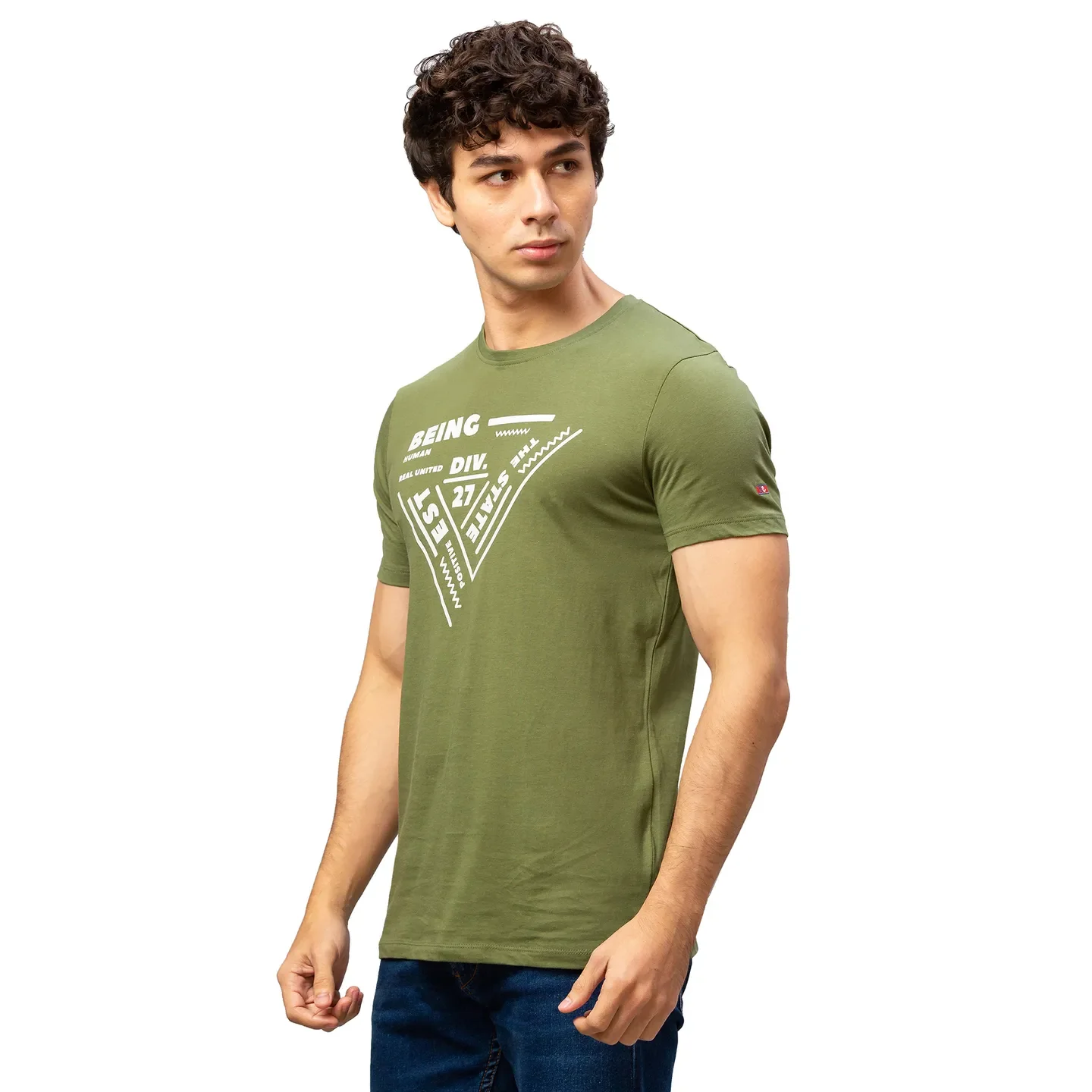 Green Regular Fit Men's Short Sleeves T-Shirt by Being Human Clothing - Image 4