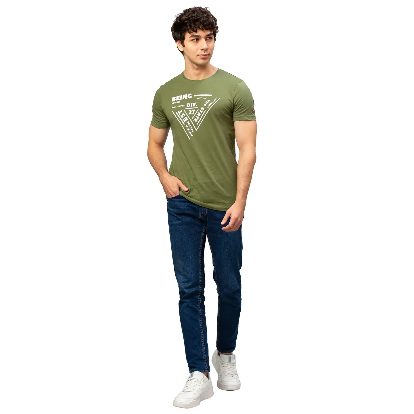 Green Regular Fit Men's Short Sleeves T-Shirt by Being Human Clothing - Image 2
