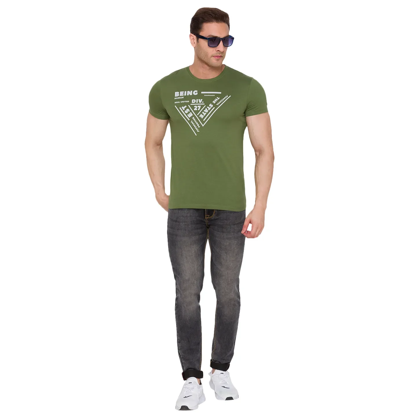 Green Regular Fit Men's Short Sleeves T-Shirt by Being Human Clothing - Image 6