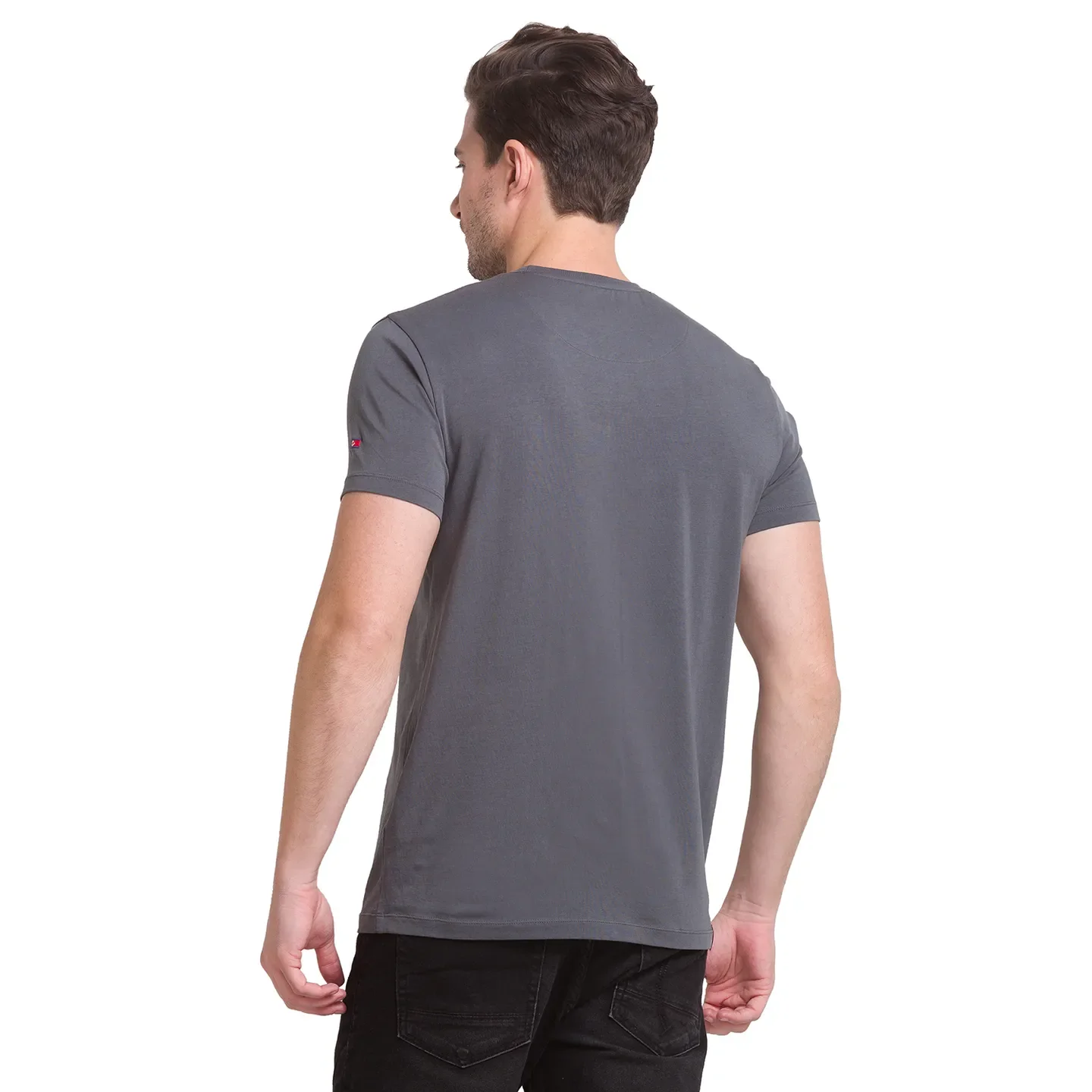 Dark Grey Regular Fit Round Neck Men's T-Shirt by Being Human Clothing - Image 4