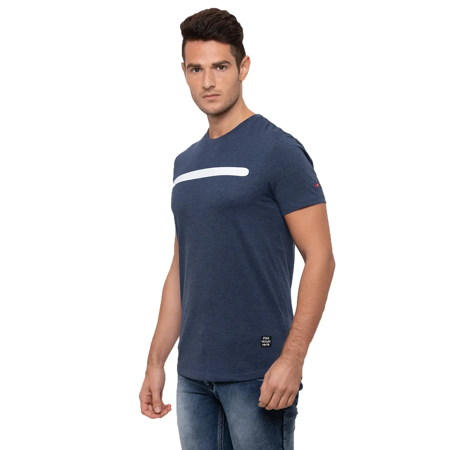 Blue Regular Fit Men's Short Sleeves T-Shirt by Being Human Clothing - Image 2