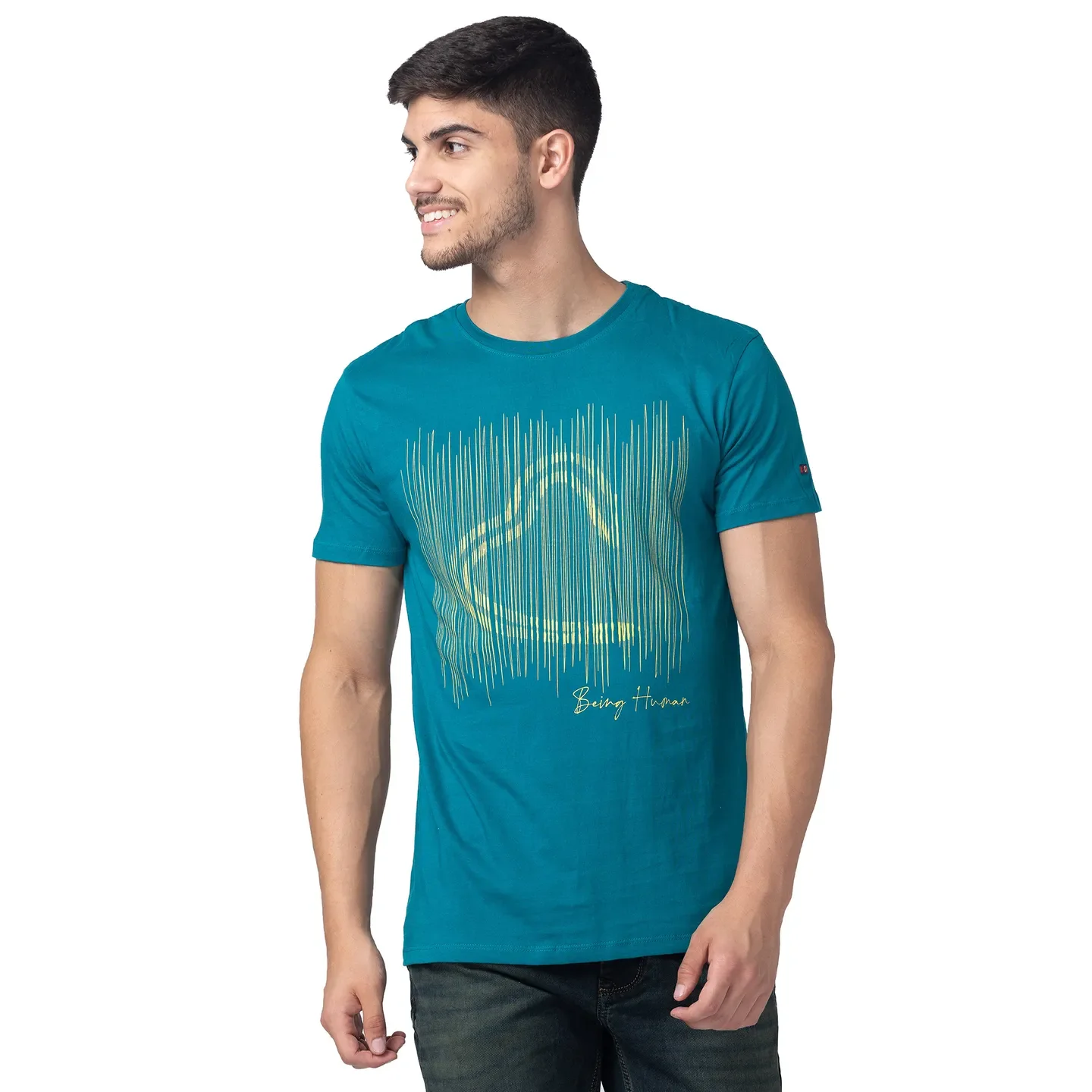 Green Regular Fit Men's Short Sleeves T-Shirt by Being Human Clothing