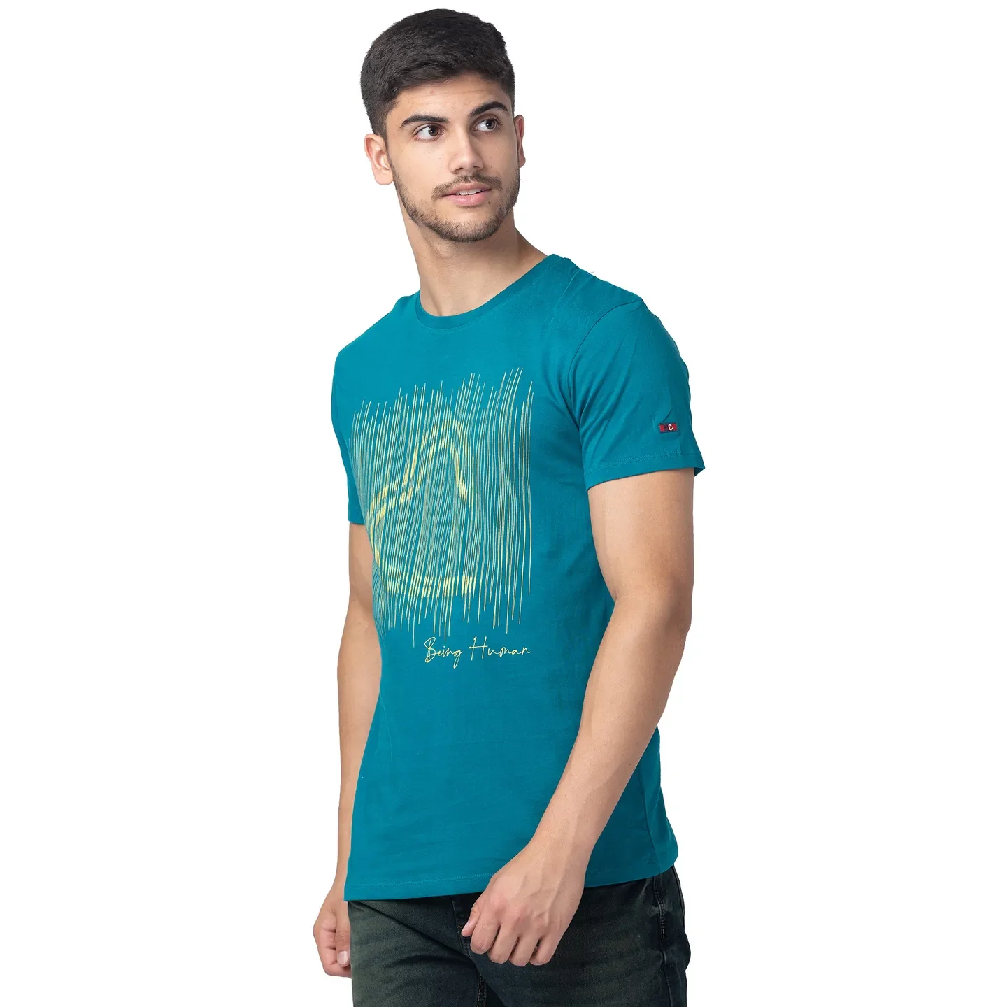 Green Regular Fit Men's Short Sleeves T-Shirt by Being Human Clothing - Image 2