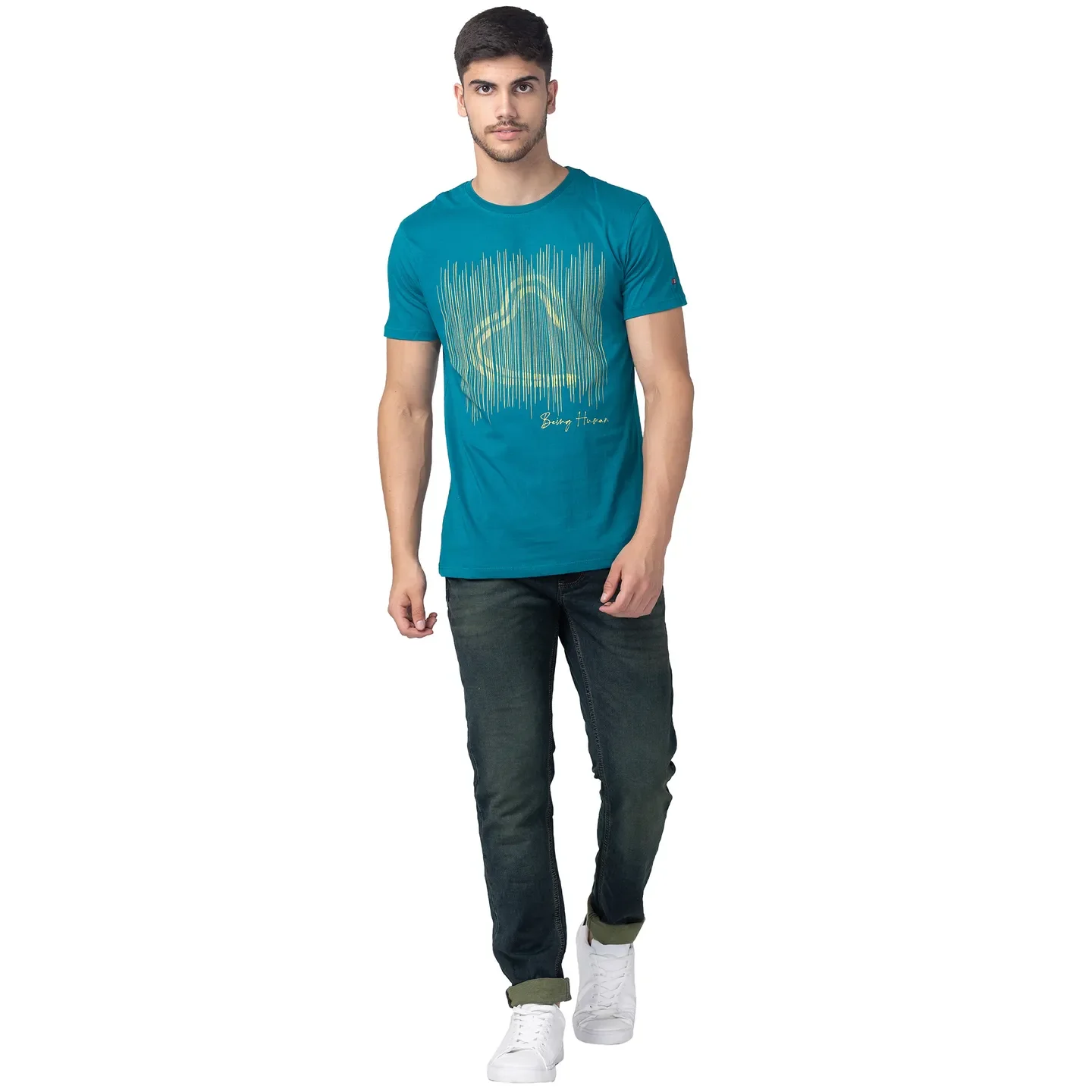 Green Regular Fit Men's Short Sleeves T-Shirt by Being Human Clothing - Image 5