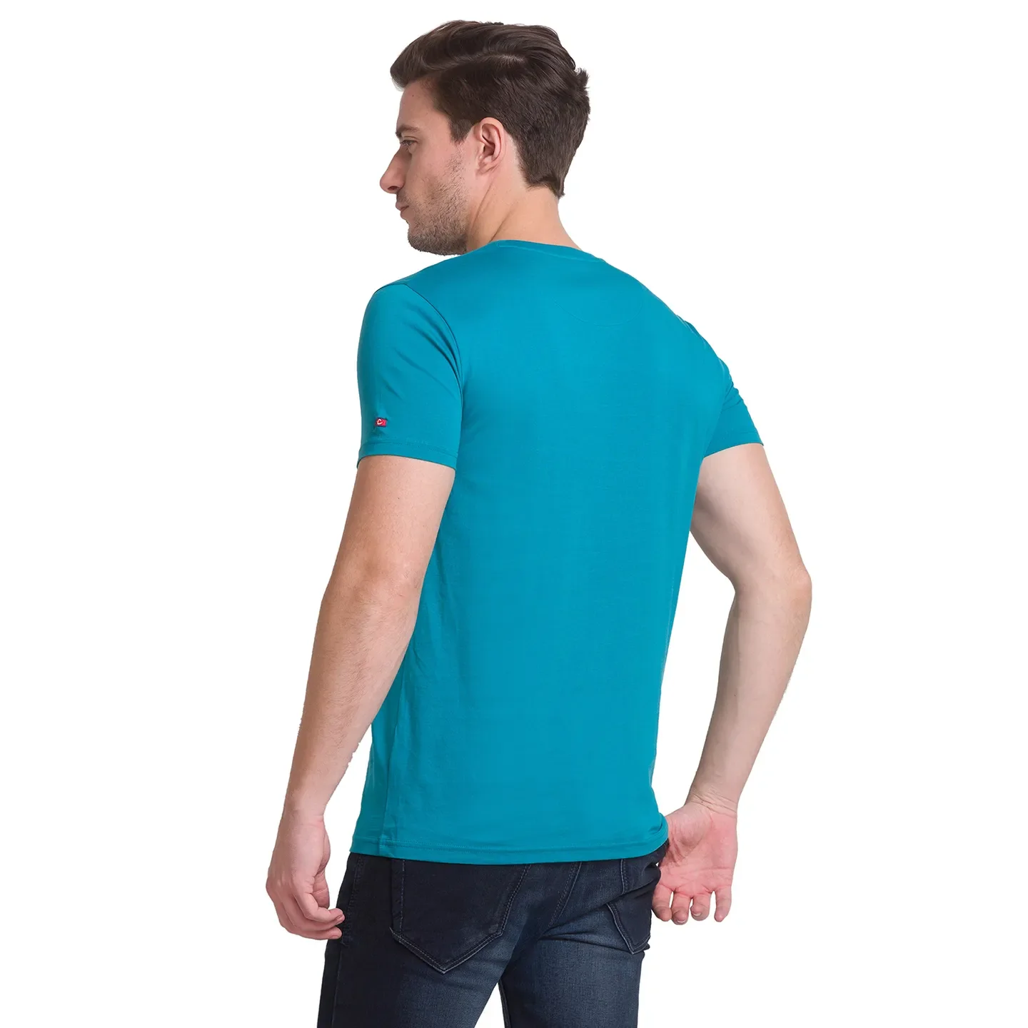 Dark Teal Regular Fit Round Neck Mens' T-Shirt by Being Human Clothing - Image 4