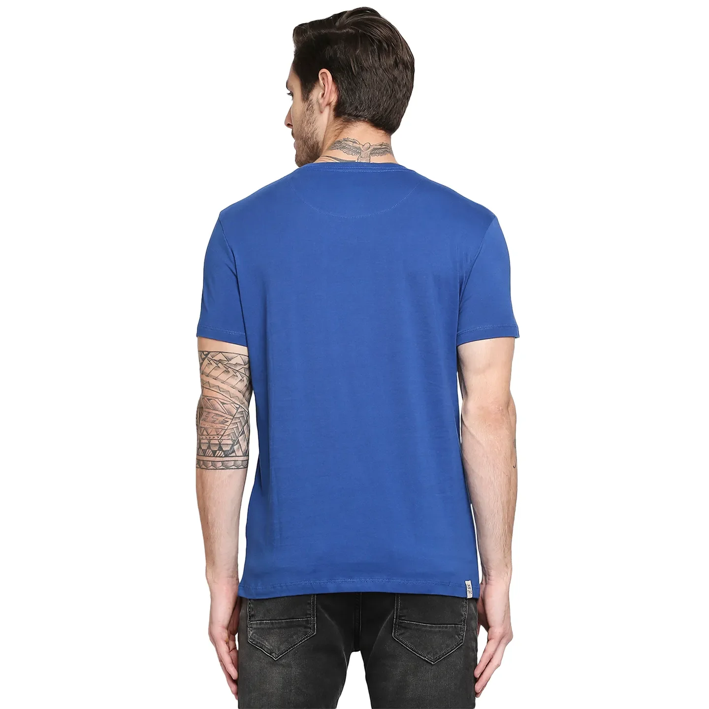 Deep Blue Regular Fit Round Neck Men's T-Shirt by Being Human Clothing - Image 4