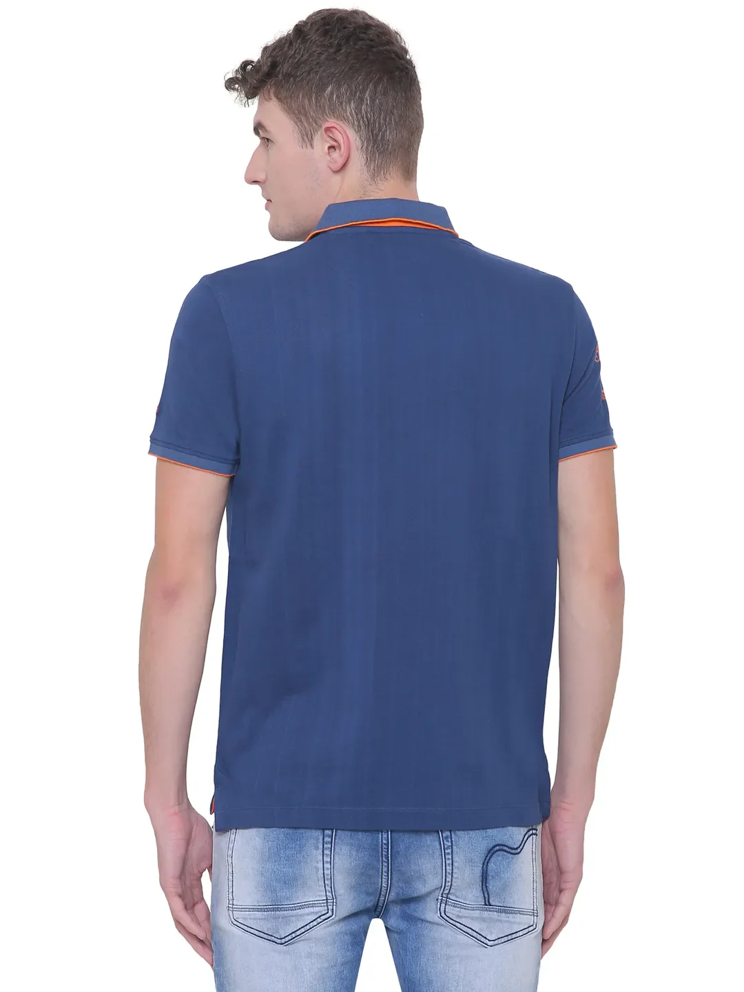 Blue Regular Fit Men's Polo T-Shirt by Being Human Clothing - Image 5