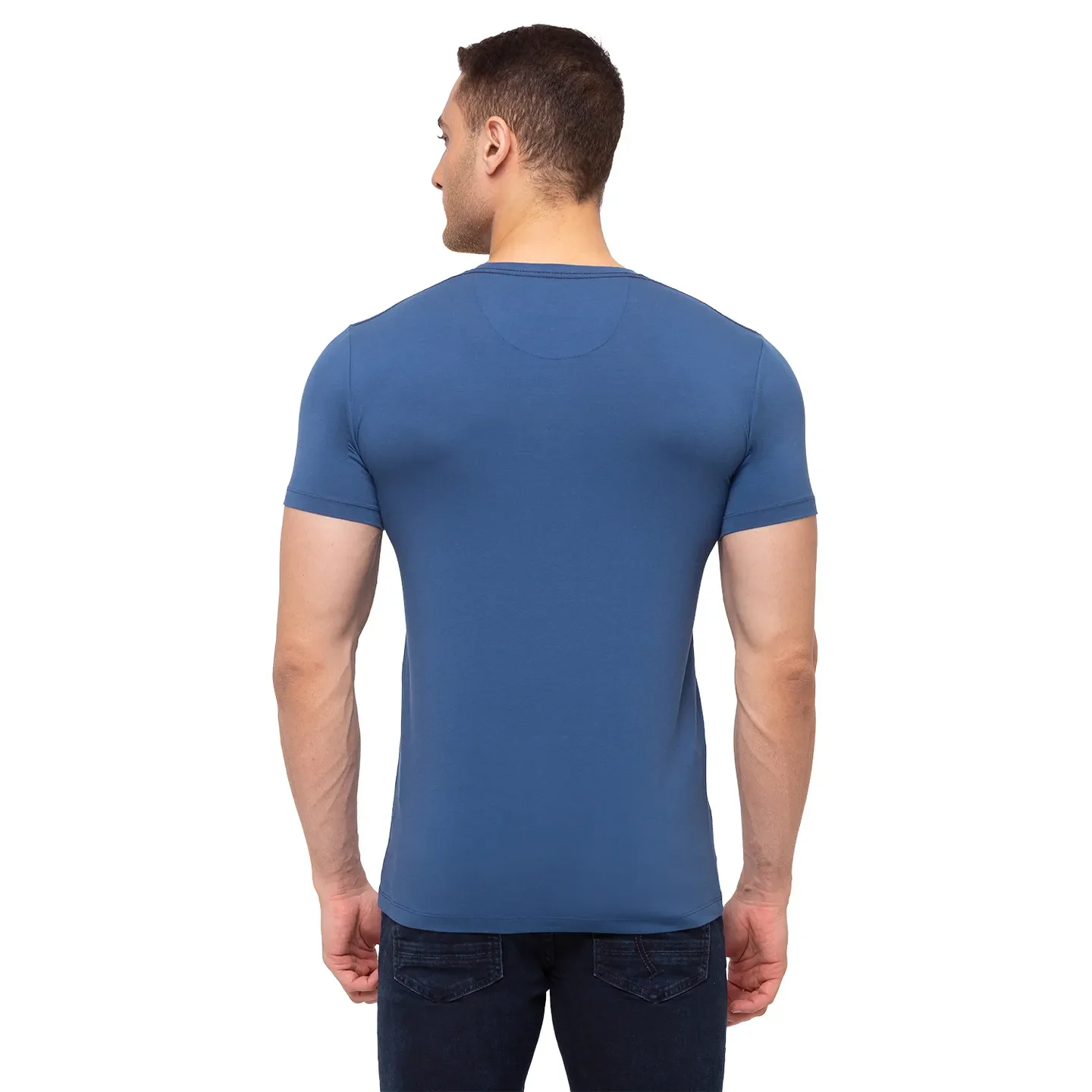 Blue Regular Fit Men's Short Sleeves T-Shirt by Being Human Clothing - Image 4