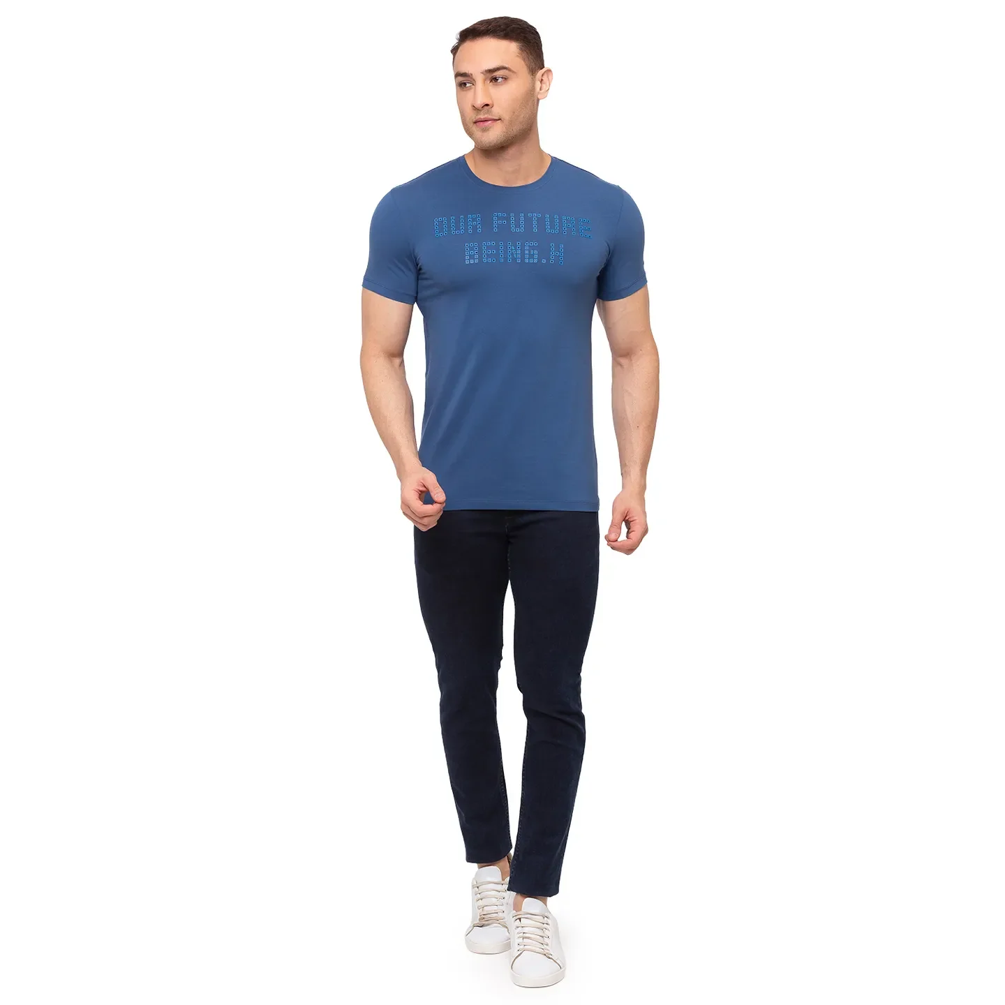 Blue Regular Fit Men's Short Sleeves T-Shirt by Being Human Clothing - Image 5