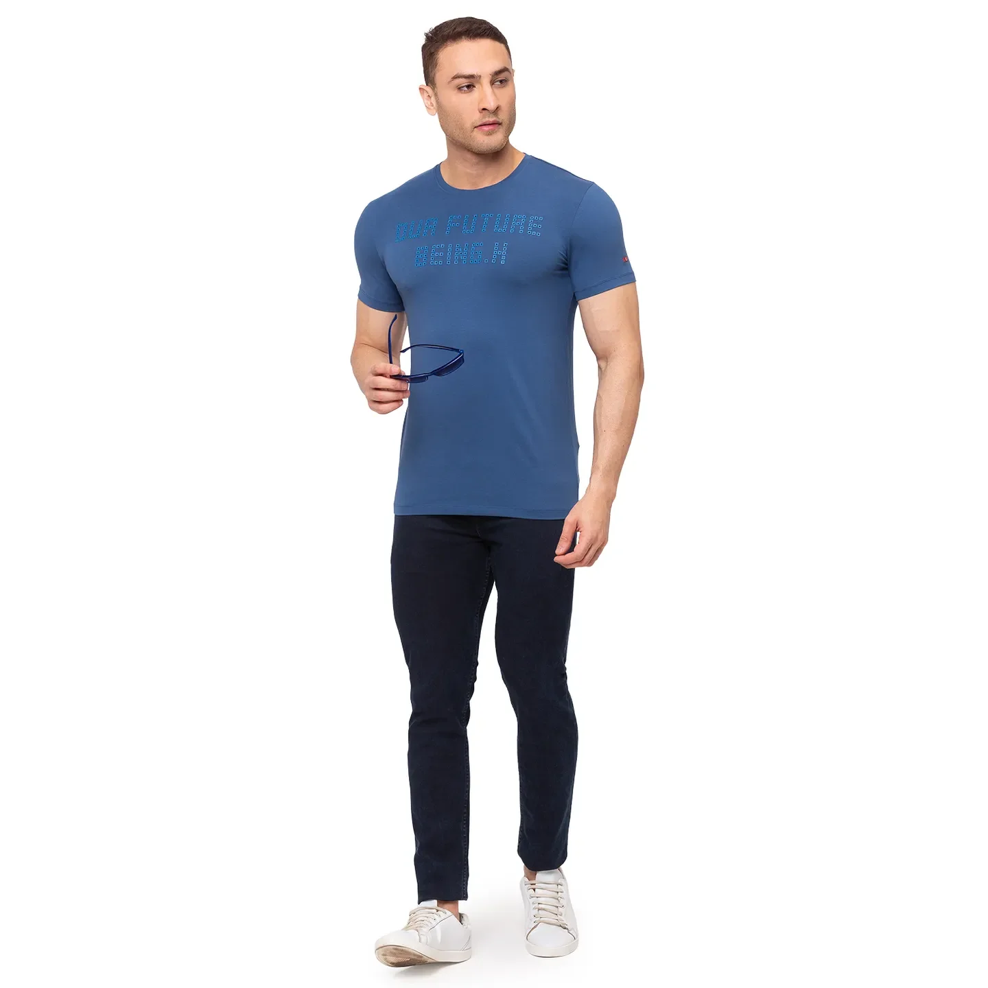 Blue Regular Fit Men's Short Sleeves T-Shirt by Being Human Clothing - Image 6