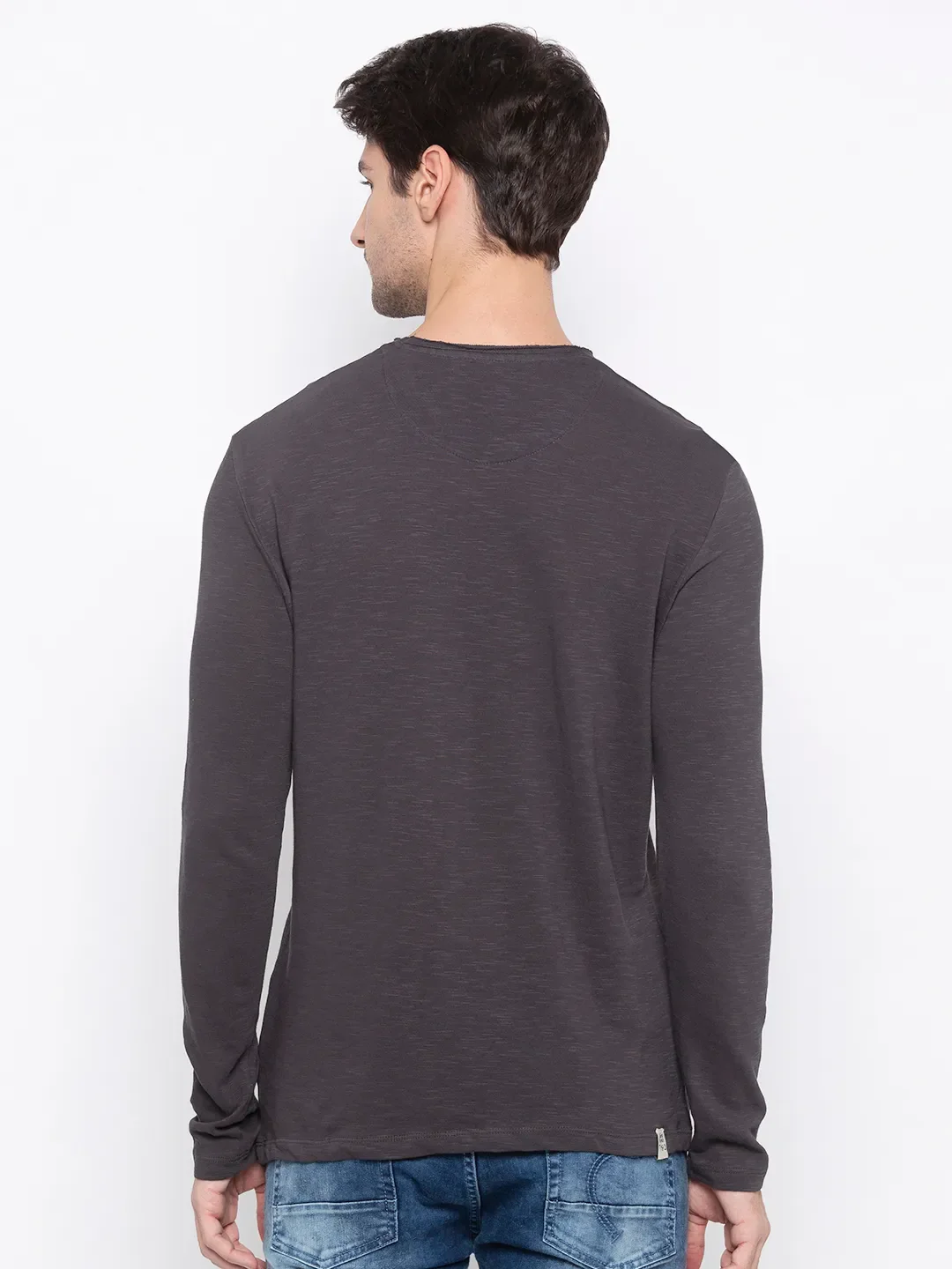 Brown Regular Fit Men's Long Sleeves T-Shirt by Being Human Clothing - Image 3