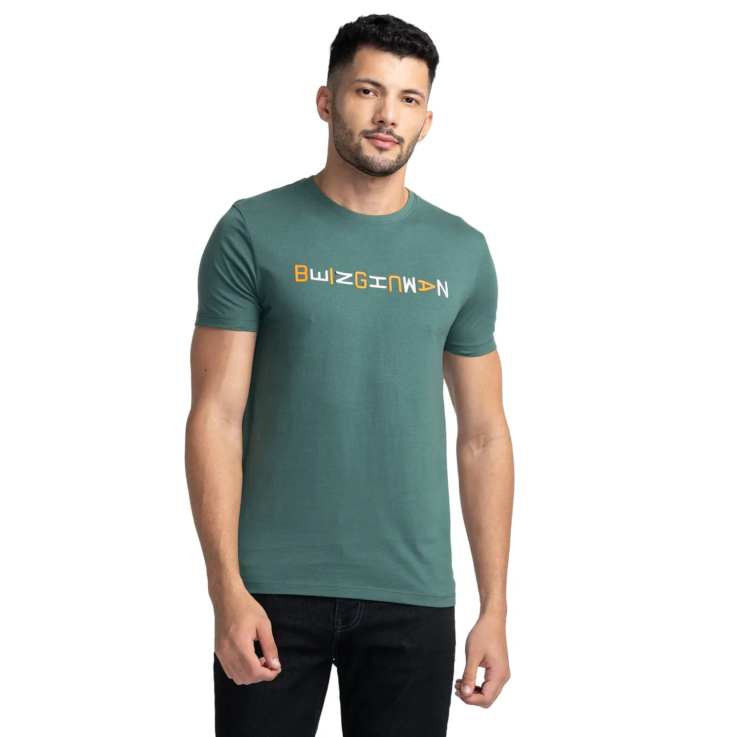 Green Regular Fit Men's Short Sleeves T-Shirt by Being Human Clothing