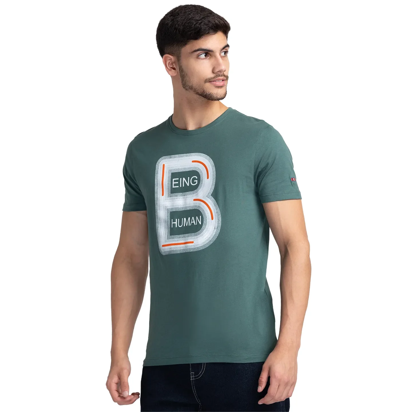 Green Regular Fit Men's Short Sleeves T-Shirt by Being Human Clothing - Image 4