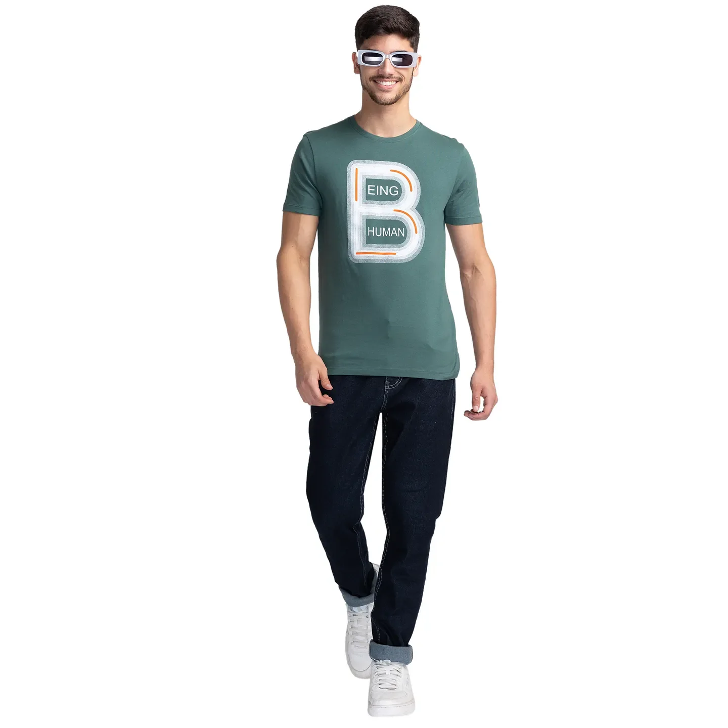 Green Regular Fit Men's Short Sleeves T-Shirt by Being Human Clothing - Image 6