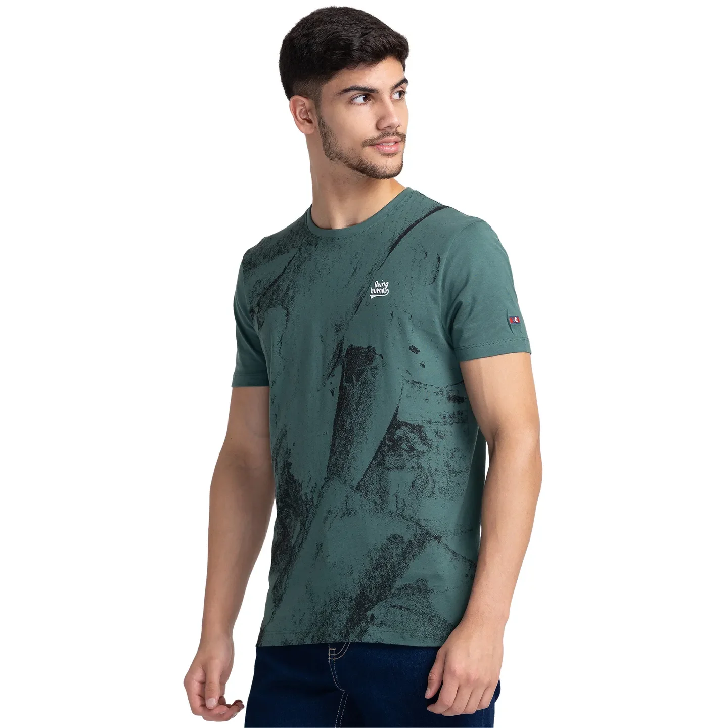 Green Regular Fit Men's Short Sleeves T-Shirt by Being Human Clothing - Image 4