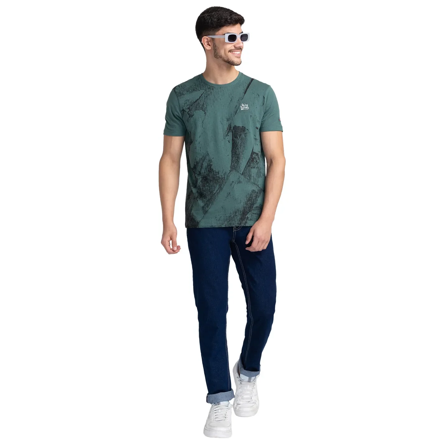 Green Regular Fit Men's Short Sleeves T-Shirt by Being Human Clothing - Image 6