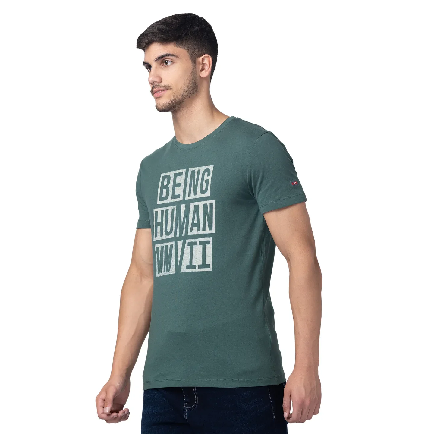 Green Regular Fit Men's Short Sleeves T-Shirt by Being Human Clothing - Image 2