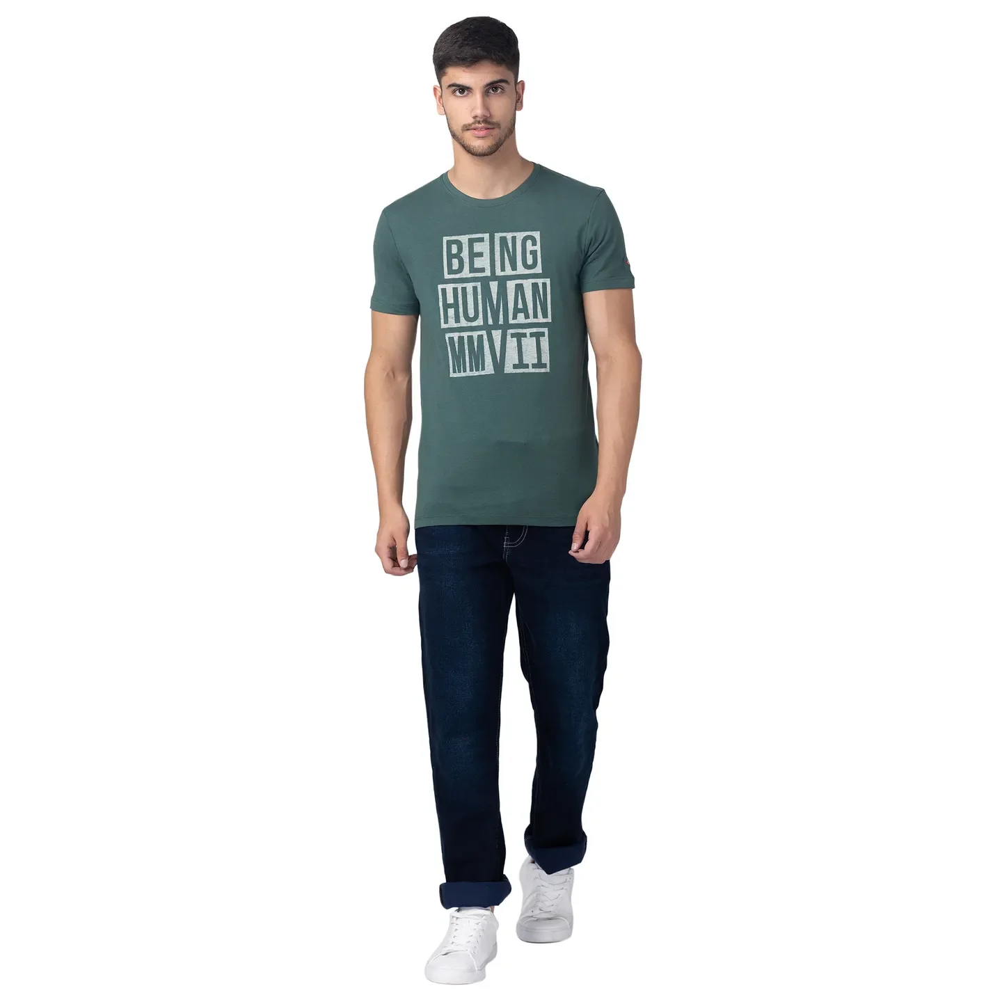 Green Regular Fit Men's Short Sleeves T-Shirt by Being Human Clothing - Image 5