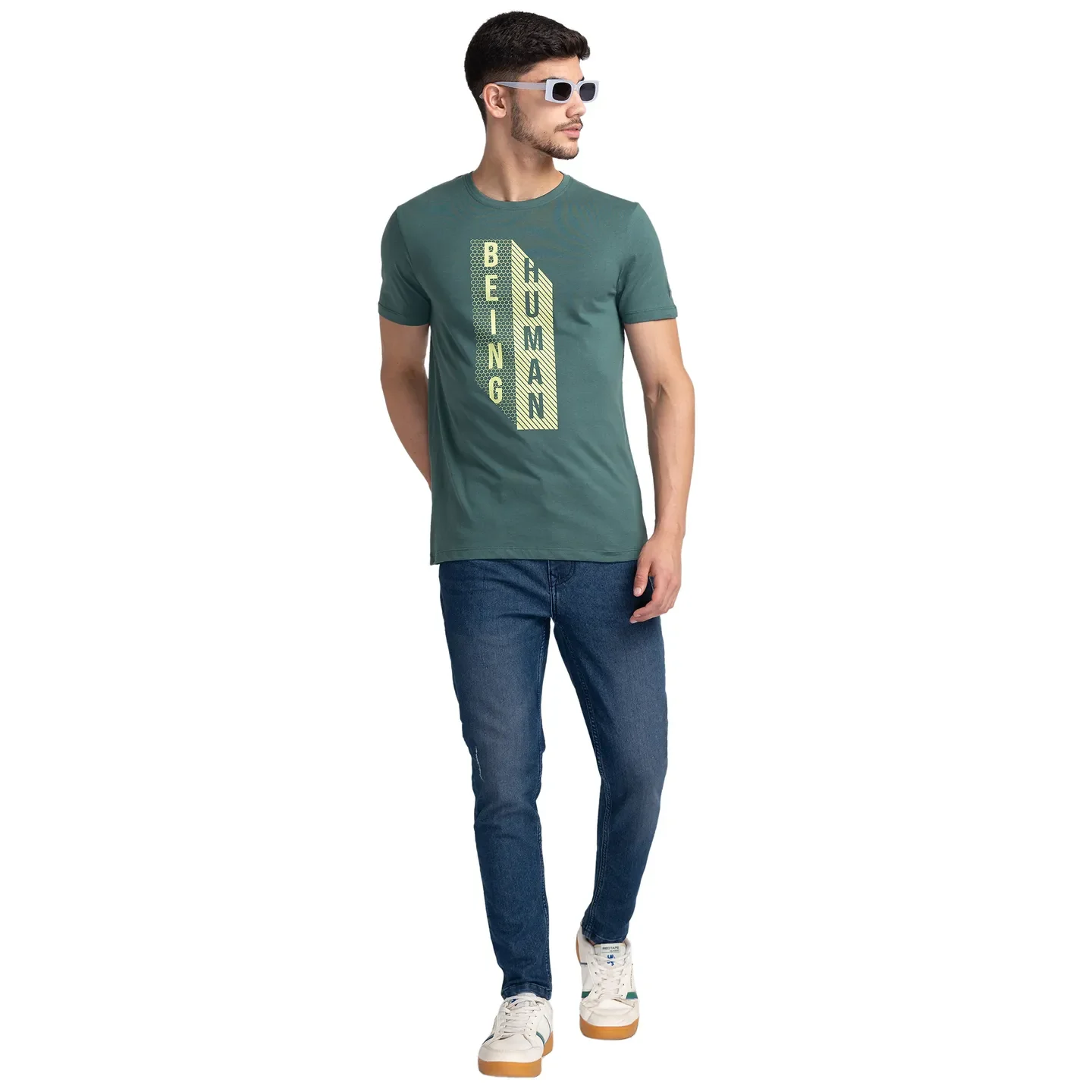 Green Regular Fit Men's Short Sleeves T-Shirt by Being Human Clothing - Image 6