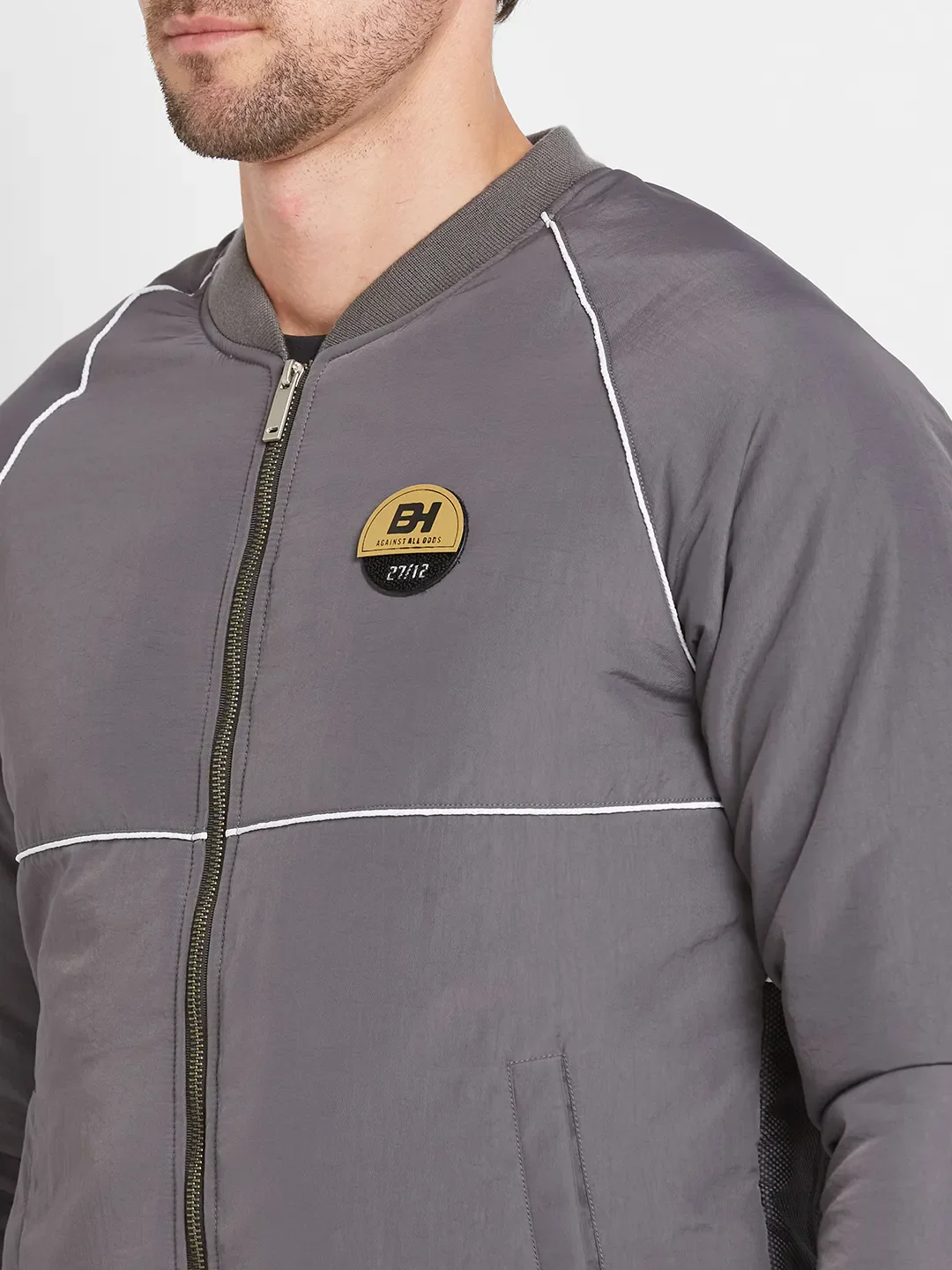 Grey Regular Fit Men's Long Sleeves T-Shirt by Being Human Clothing - Image 5