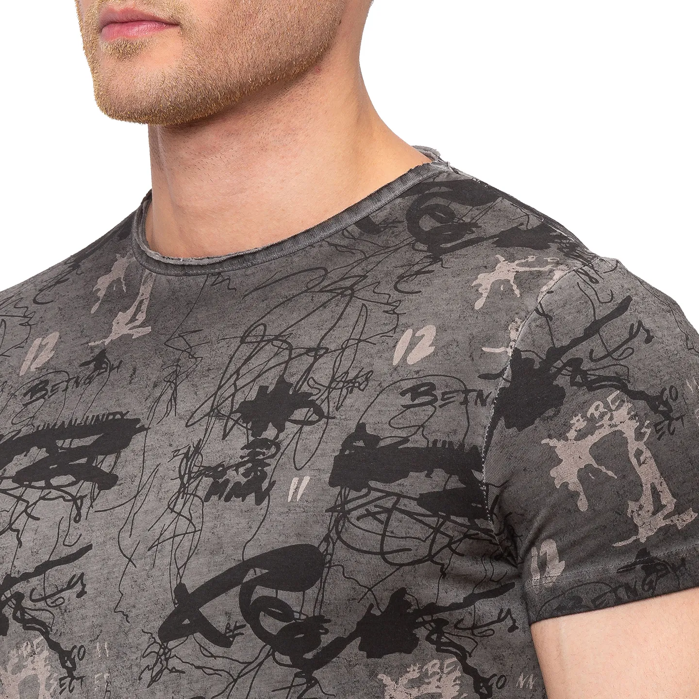 Grey Regular Fit Men's Short Sleeves T-Shirt by Being Human Clothing - Image 4