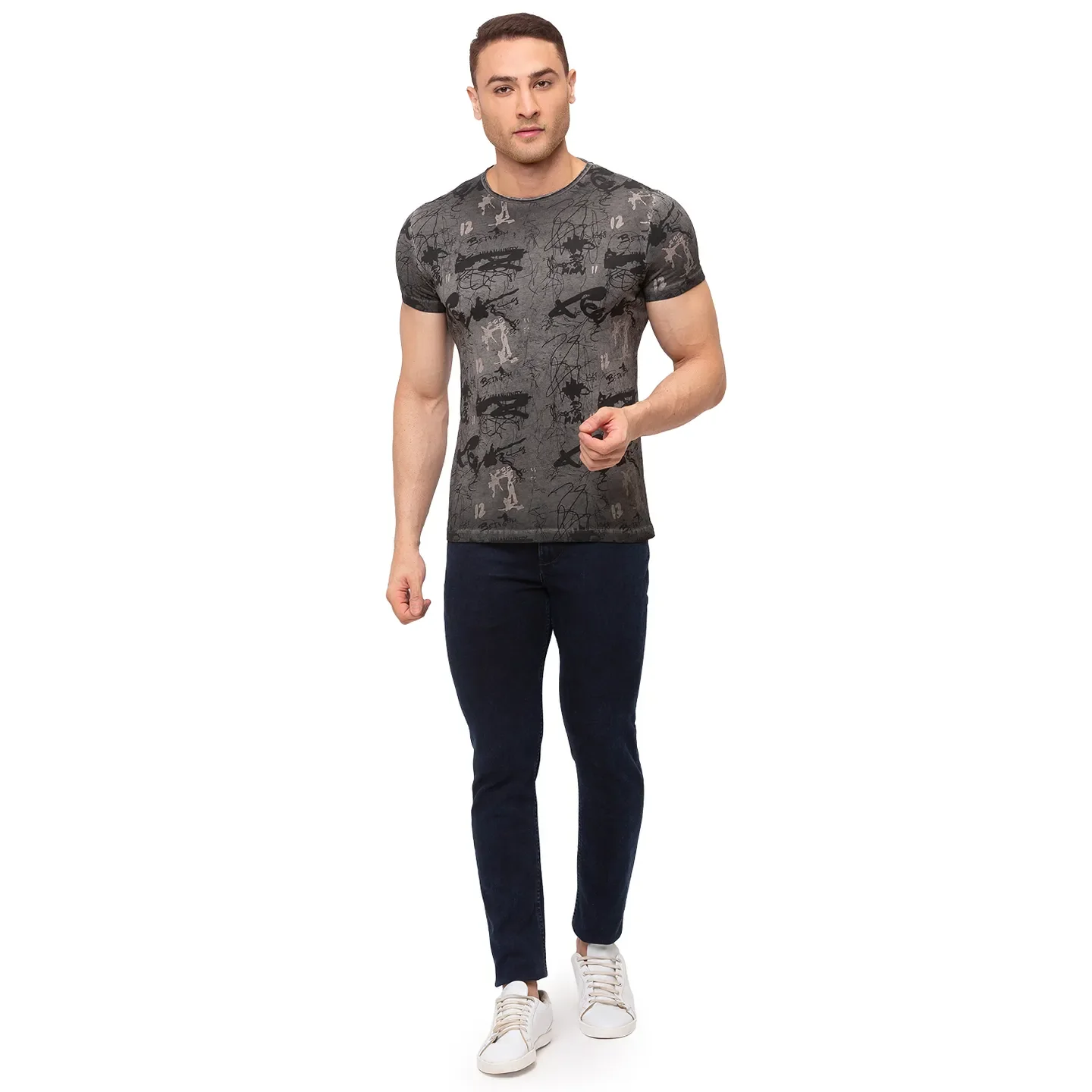 Grey Regular Fit Men's Short Sleeves T-Shirt by Being Human Clothing - Image 5