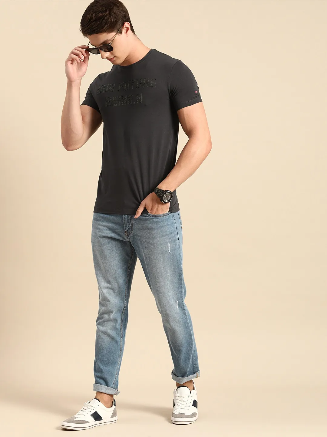 Grey Regular Fit Men's Short Sleeves T-Shirt by Being Human Clothing - Image 2