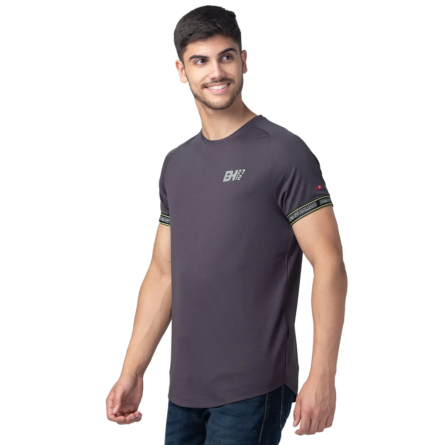 Dark Grey Regular Fit Round Neck Men's T-Shirt by Being Human Clothing - Image 2