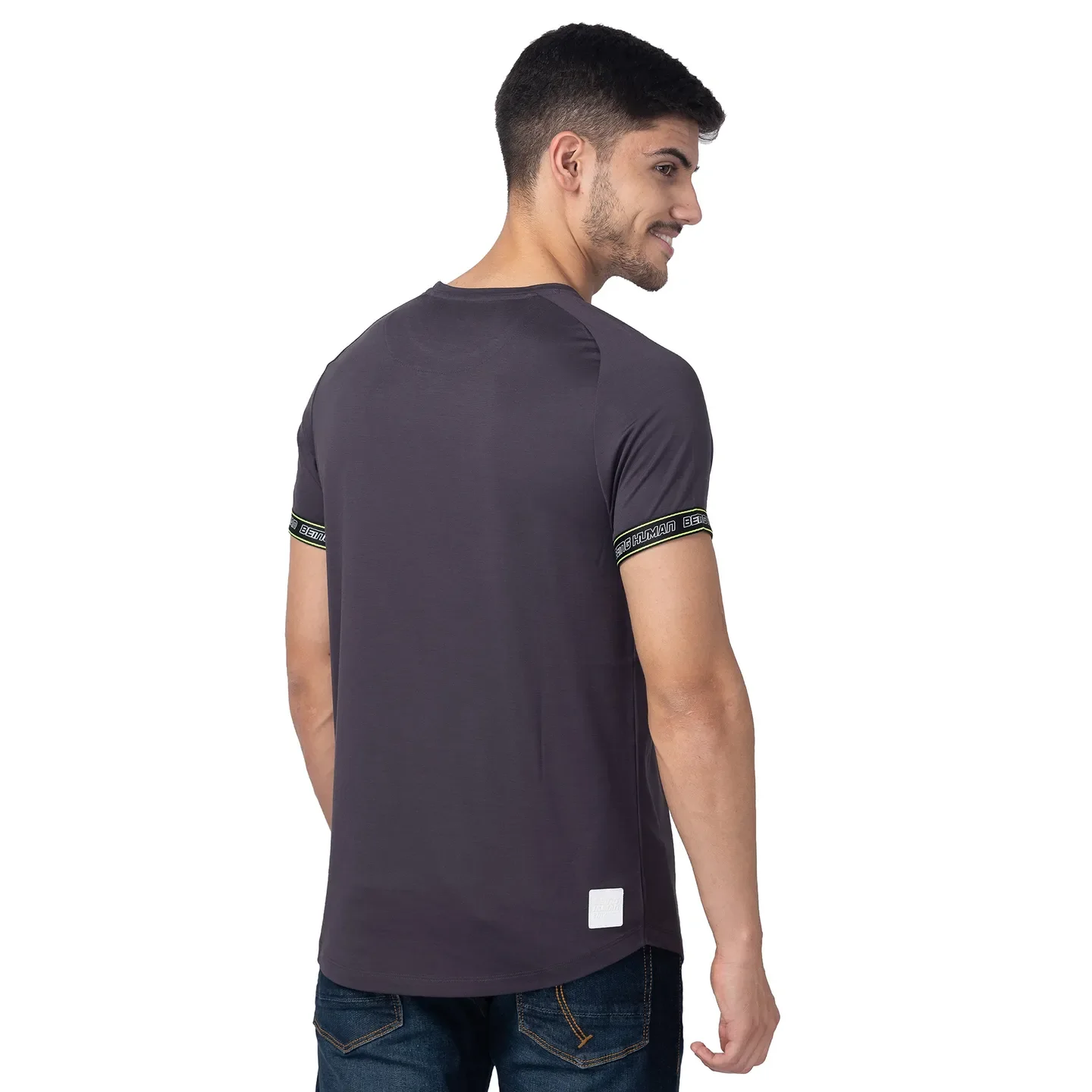 Dark Grey Regular Fit Round Neck Men's T-Shirt by Being Human Clothing - Image 3