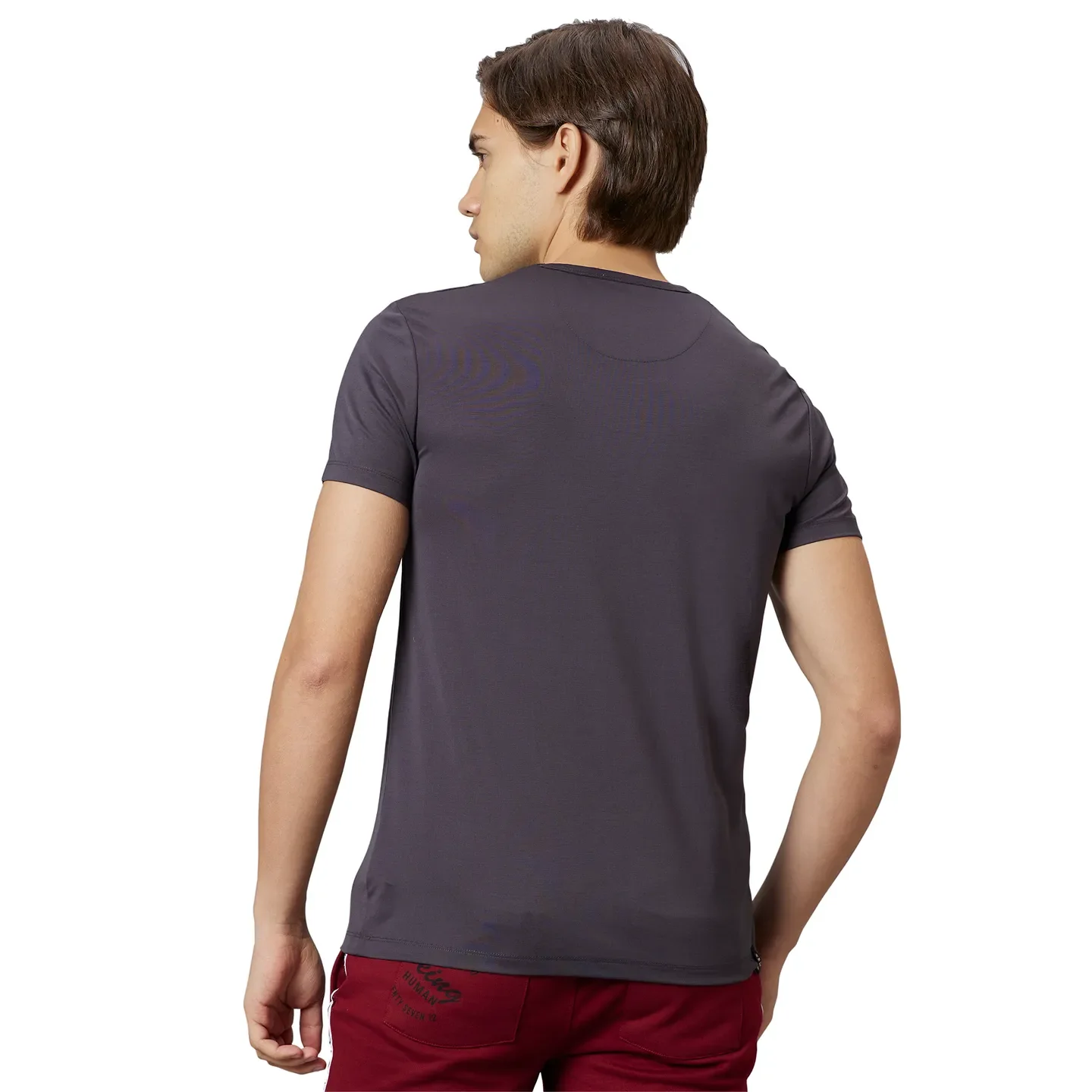 Dark Grey Regular Fit Round Neck Men's T-Shirt by Being Human Clothing - Image 2