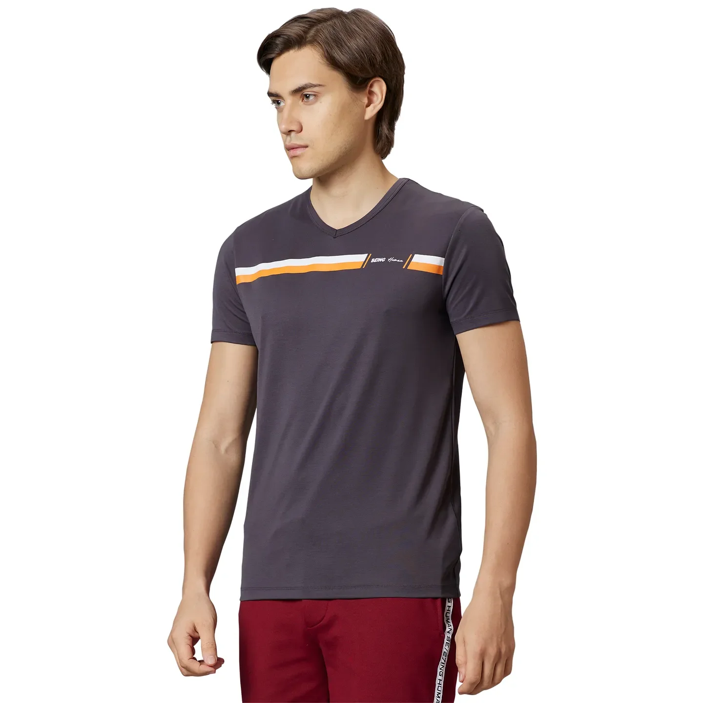 Dark Grey Regular Fit Round Neck Men's T-Shirt by Being Human Clothing - Image 3
