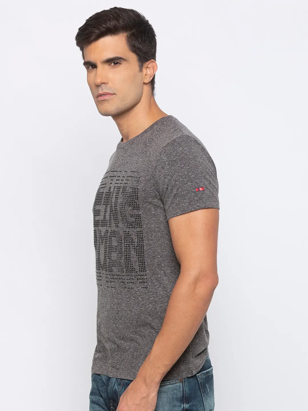 Grey Regular Fit Men's Short Sleeves T-Shirt by Being Human Clothing - Image 2