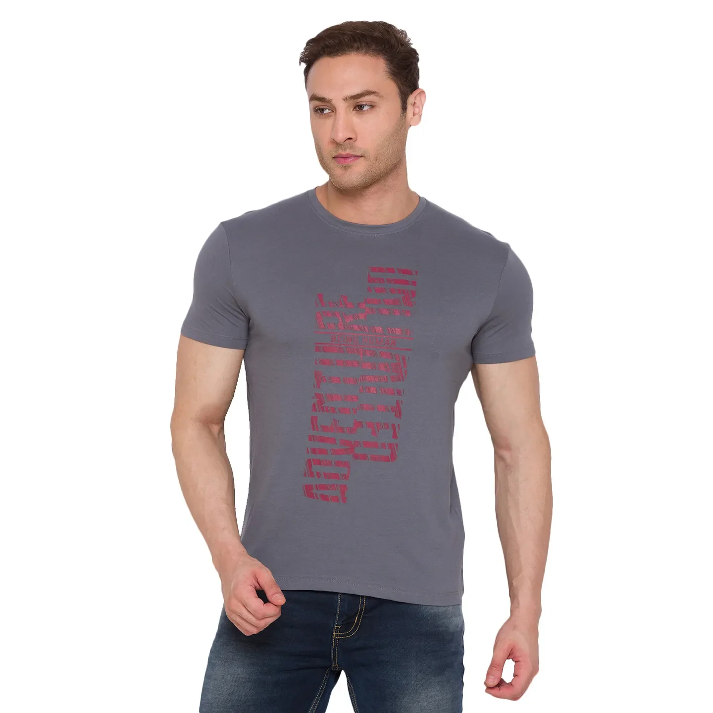 Grey Regular Fit Men's Short Sleeves T-Shirt by Being Human Clothing